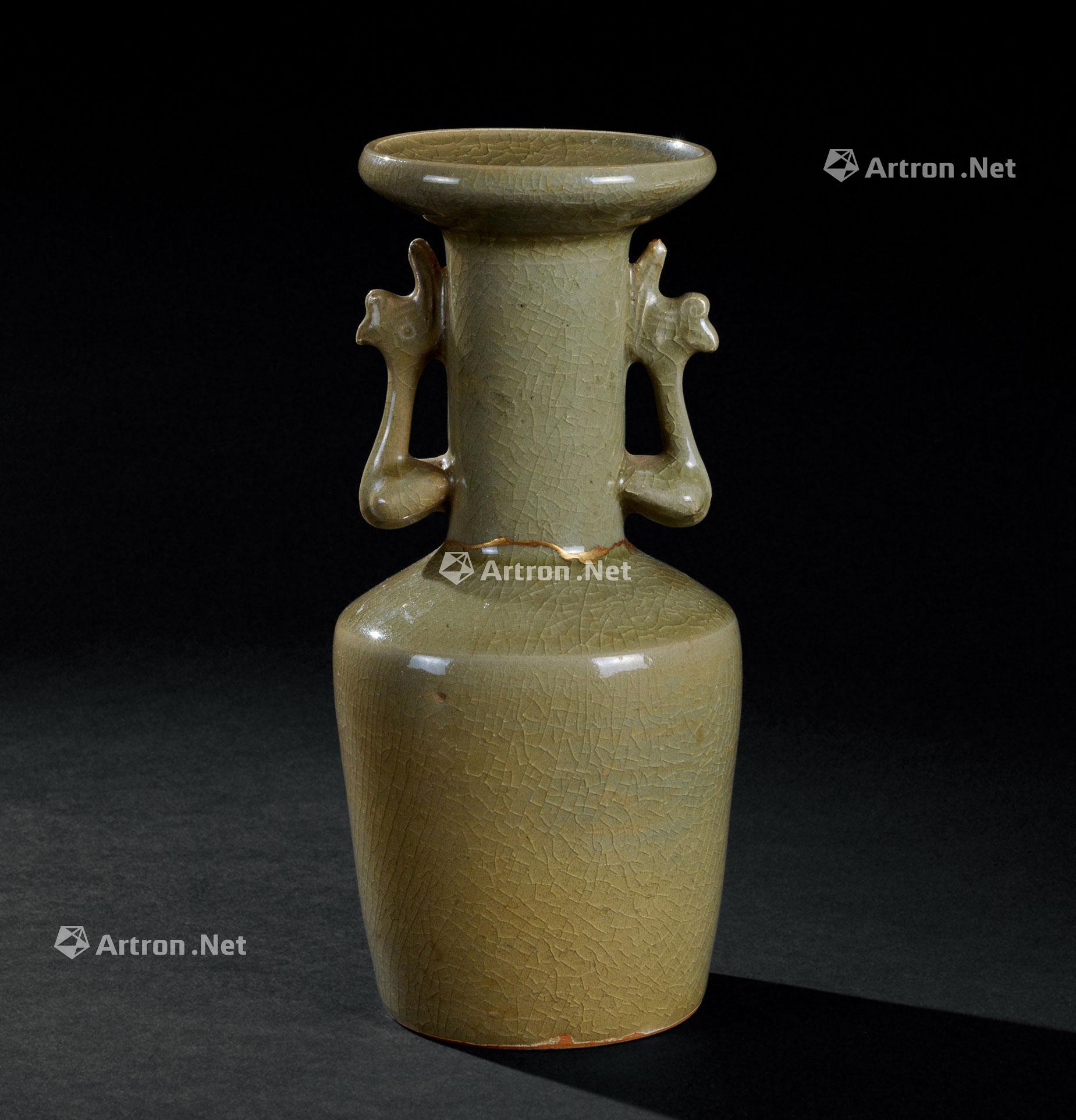 【南宋(1127～1279) 龙泉窑双凤耳瓶】拍卖品_图片_价格_鉴赏_元代