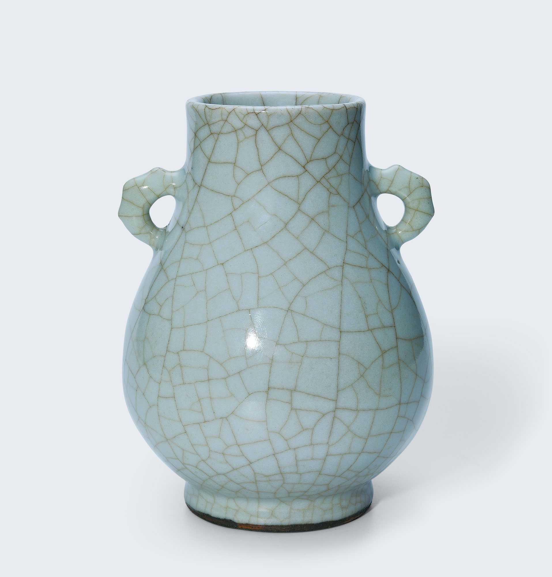 3344清乾隆仿官釉双耳小尊