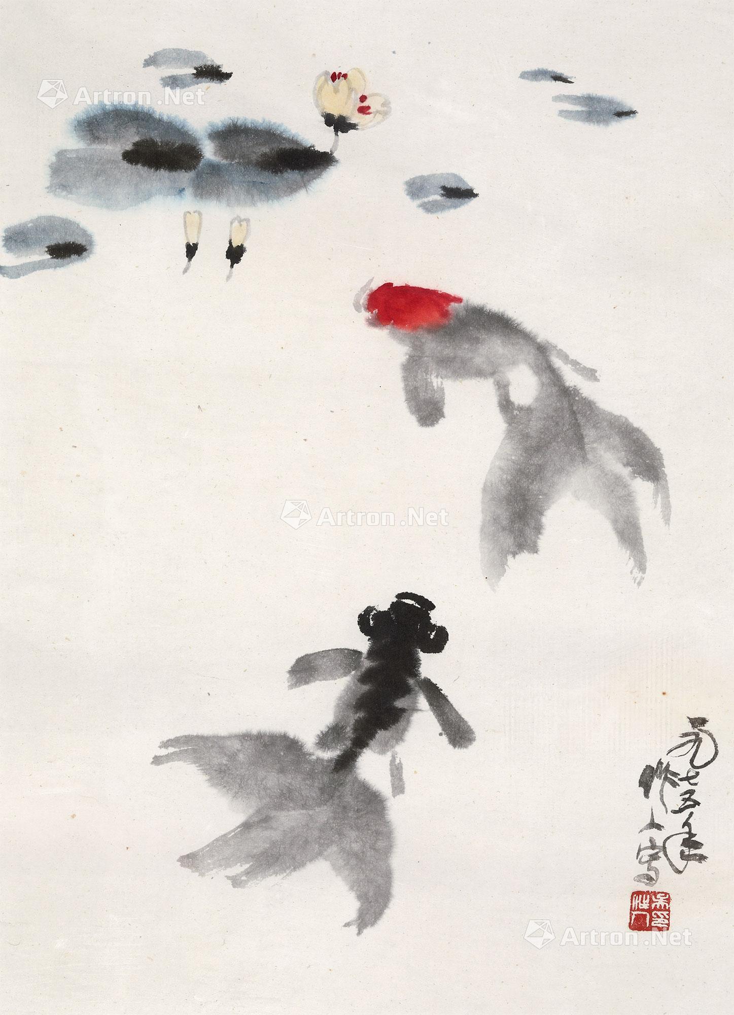 【1975年作 金鱼 镜心 纸本设色】拍卖品_图片_价格_鉴赏_绘画_雅昌艺术品拍卖网