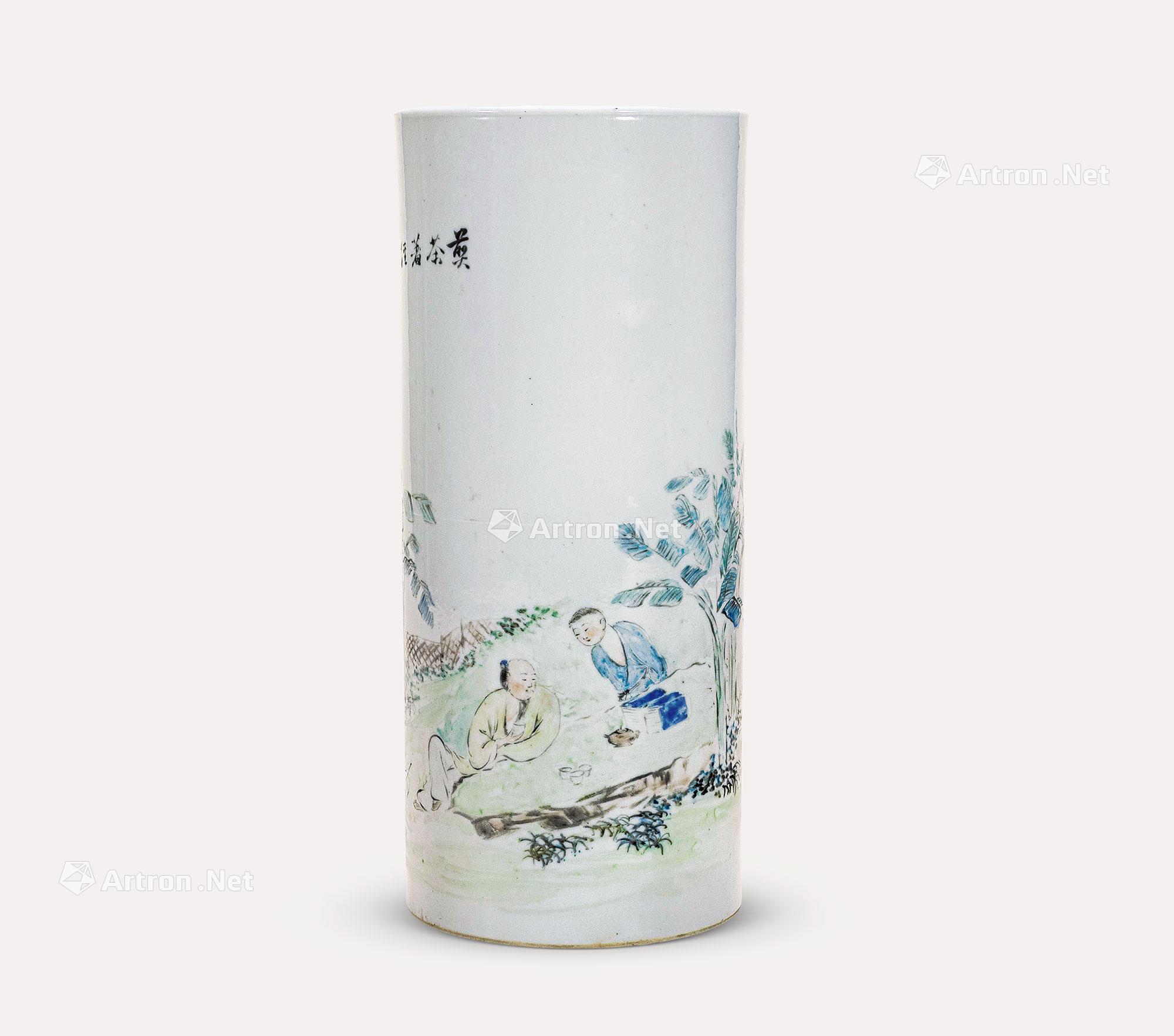 【清光绪 程门 浅绛人物帽筒】拍卖品_图片_价格_鉴赏_清代粉彩瓷器