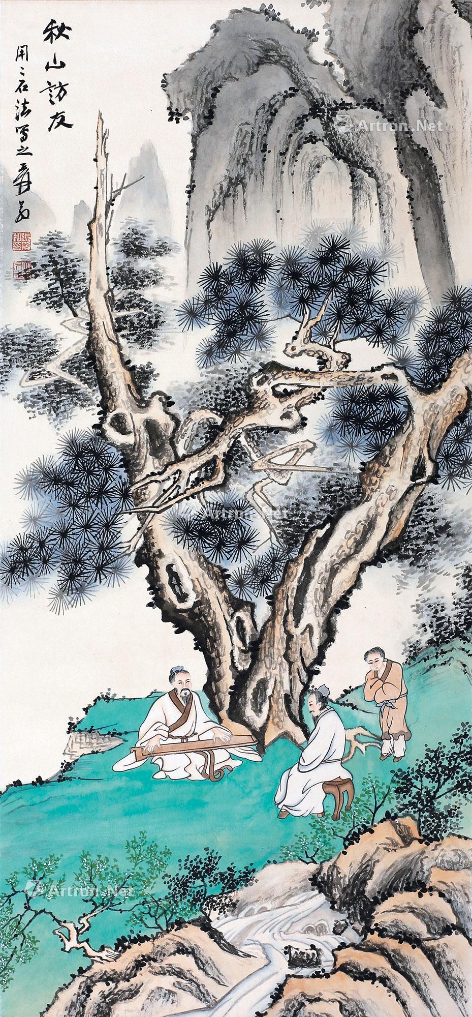 3138秋山访友图立轴设色纸本