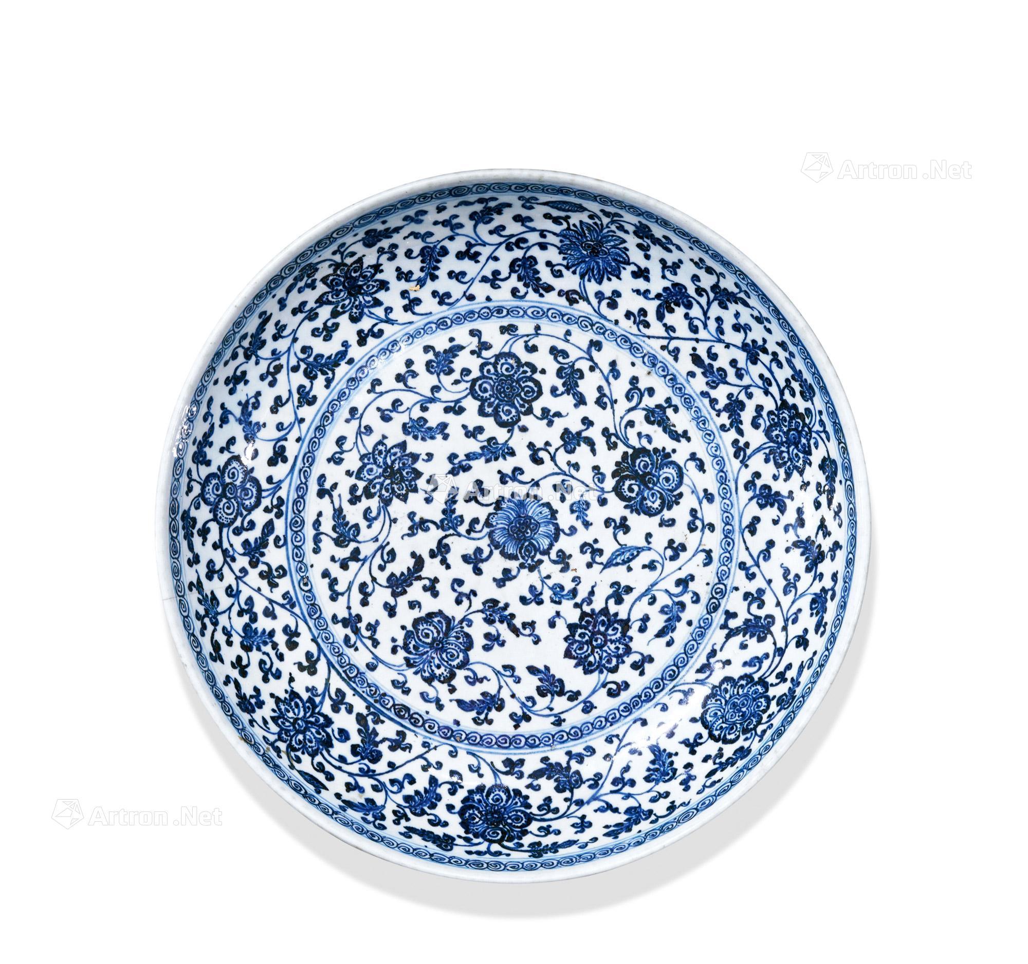【清雍正 青花缠枝莲纹大盘】拍卖品_图片_价格_鉴赏_清代青花瓷器