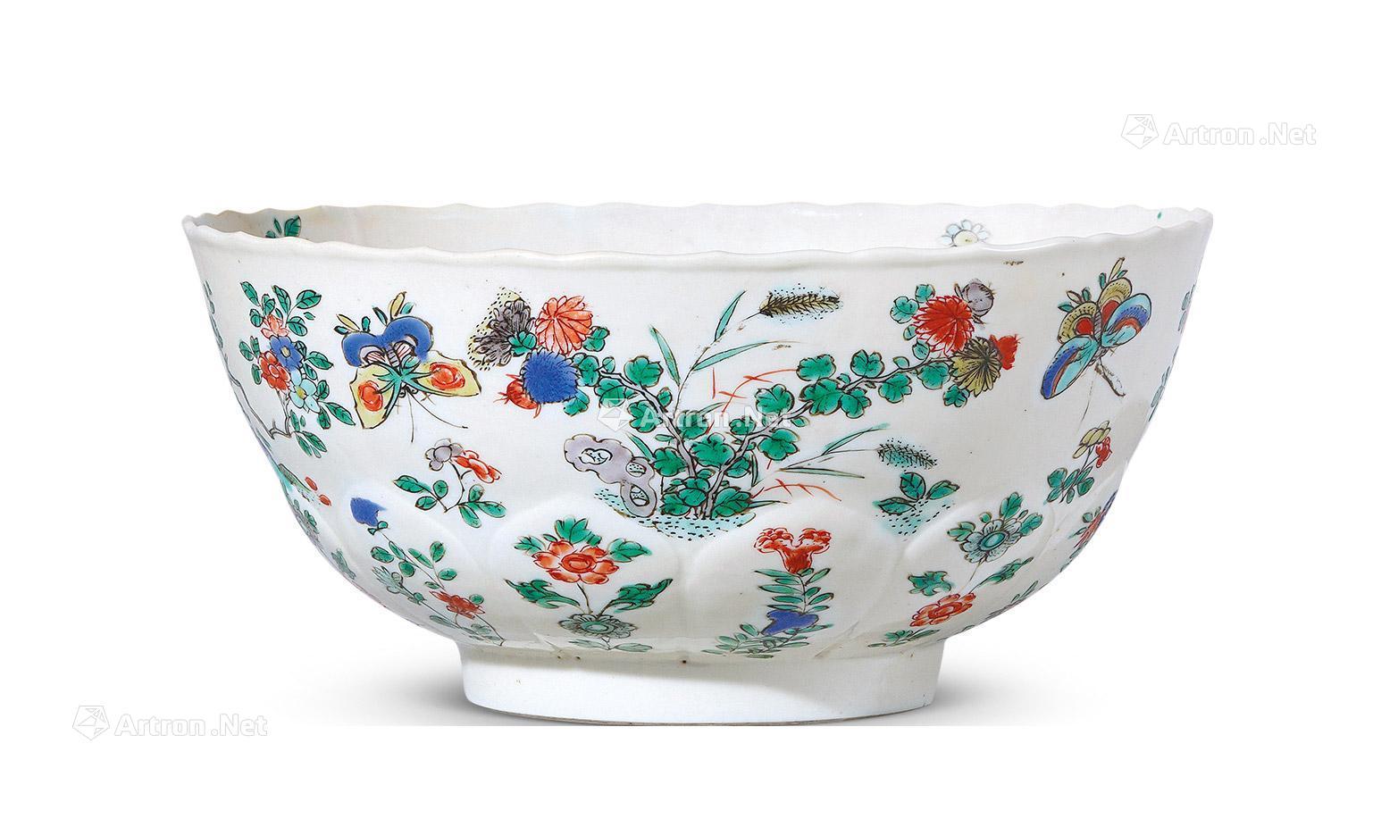 【清康熙 五彩模印花蝶纹碗】拍卖品_图片_价格_鉴赏_清代五彩瓷器