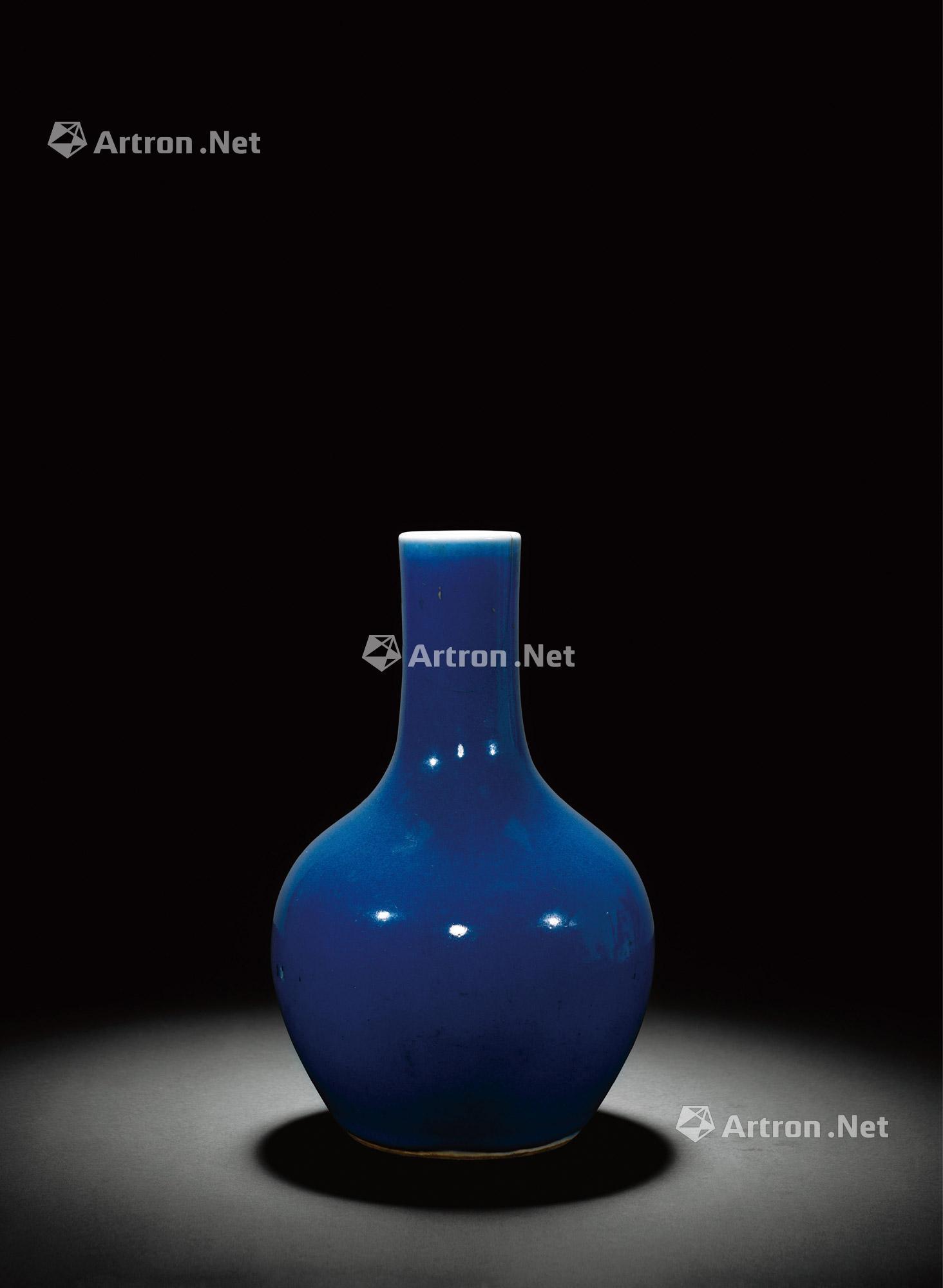 【清光绪 宝石蓝釉天球瓶】拍卖品_图片_价格_鉴赏_清代单色釉瓷器