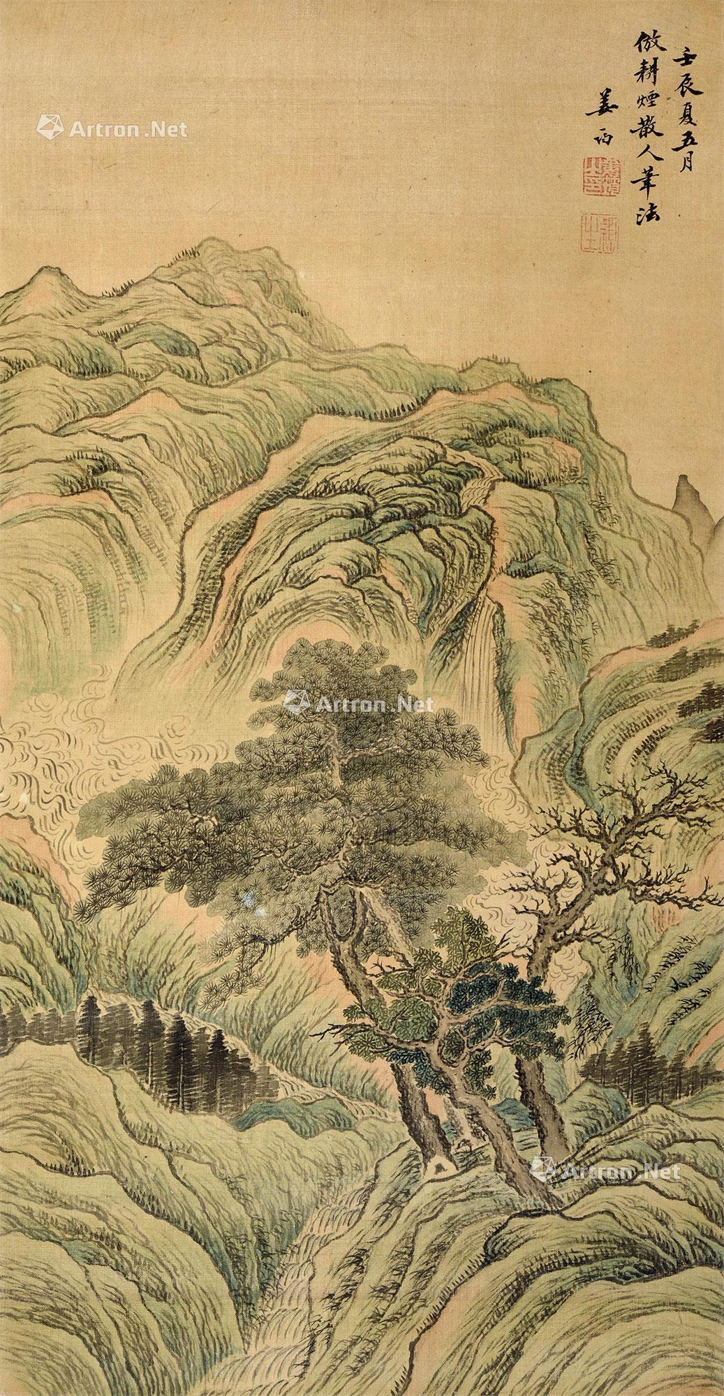 12591892年作仿耕烟散人笔意立轴设色绢本
