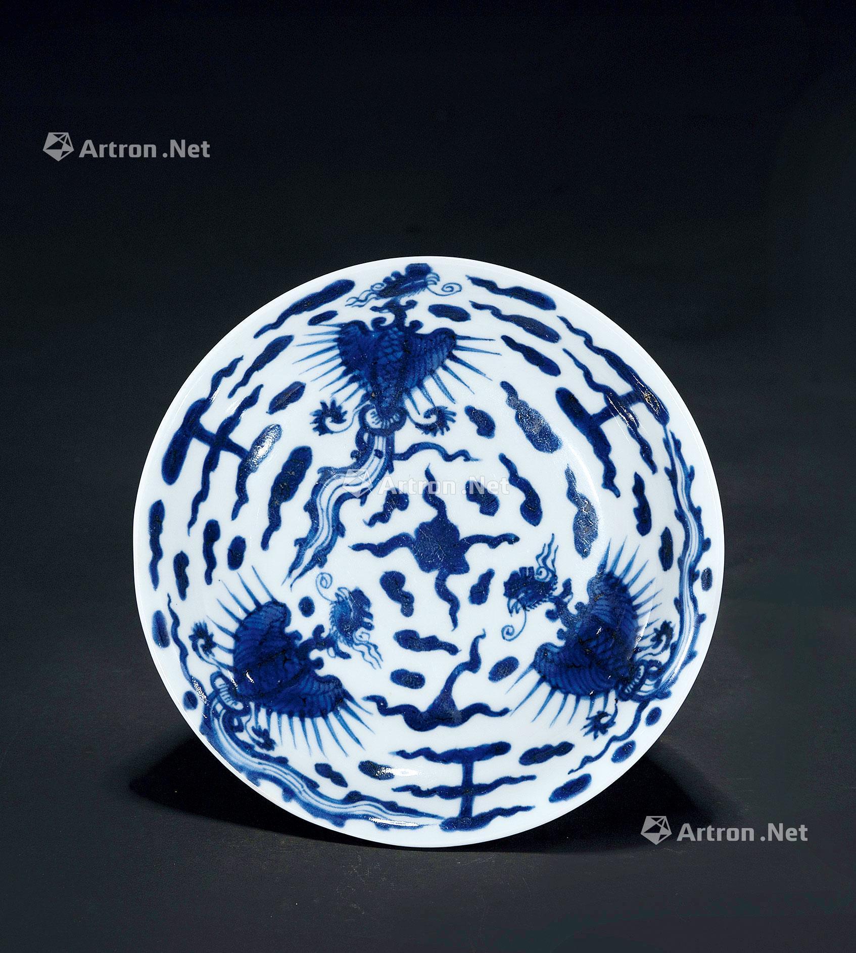 【清雍正 豆青青花凤纹盘】拍卖品_图片_价格_鉴赏_清代青花瓷器_雅昌