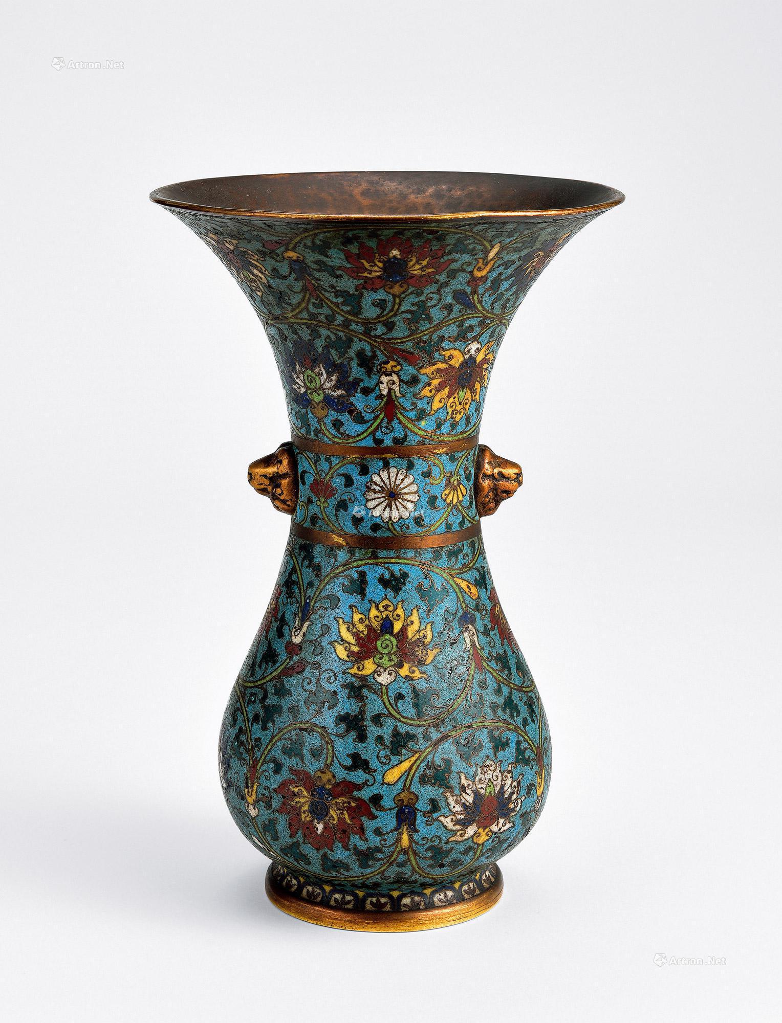 1743明铜胎珐琅兽耳尊