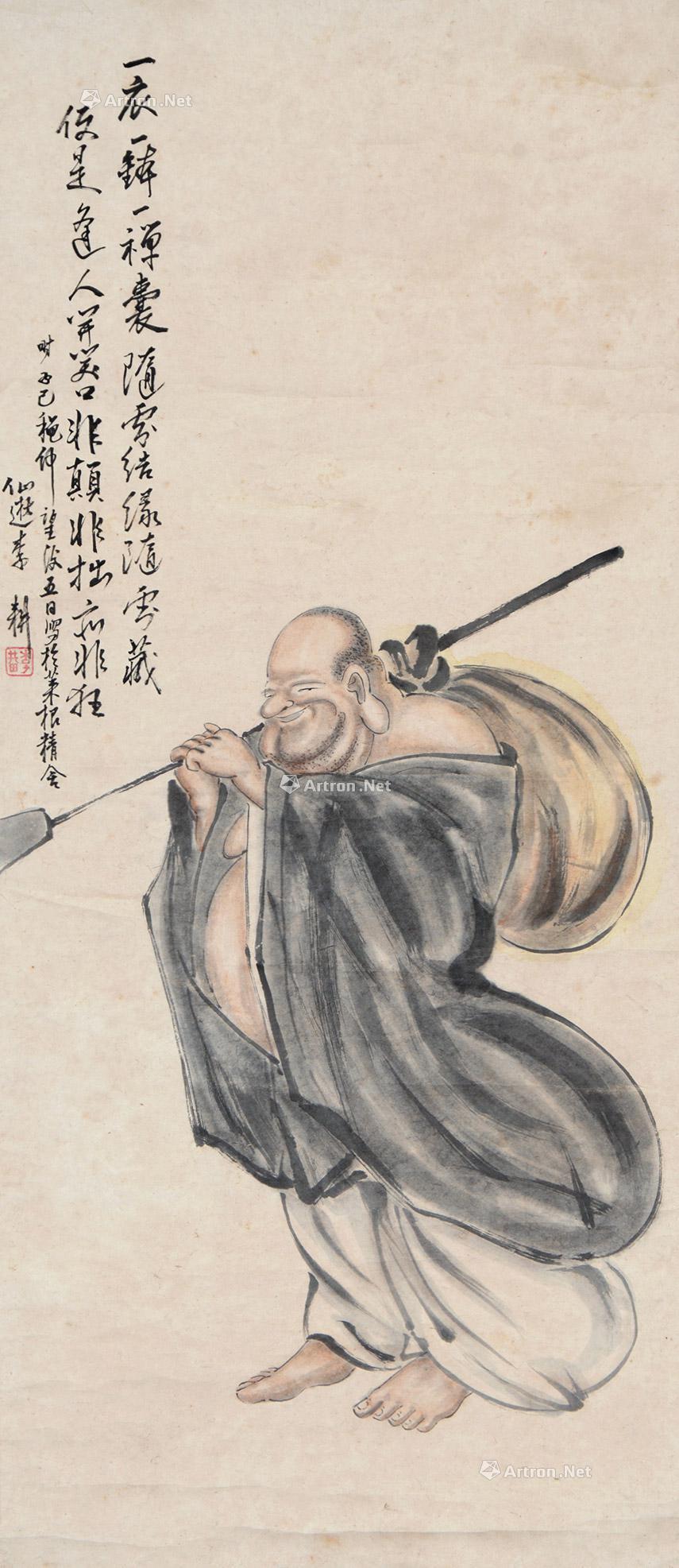 0248布袋和尚挂轴设色纸本