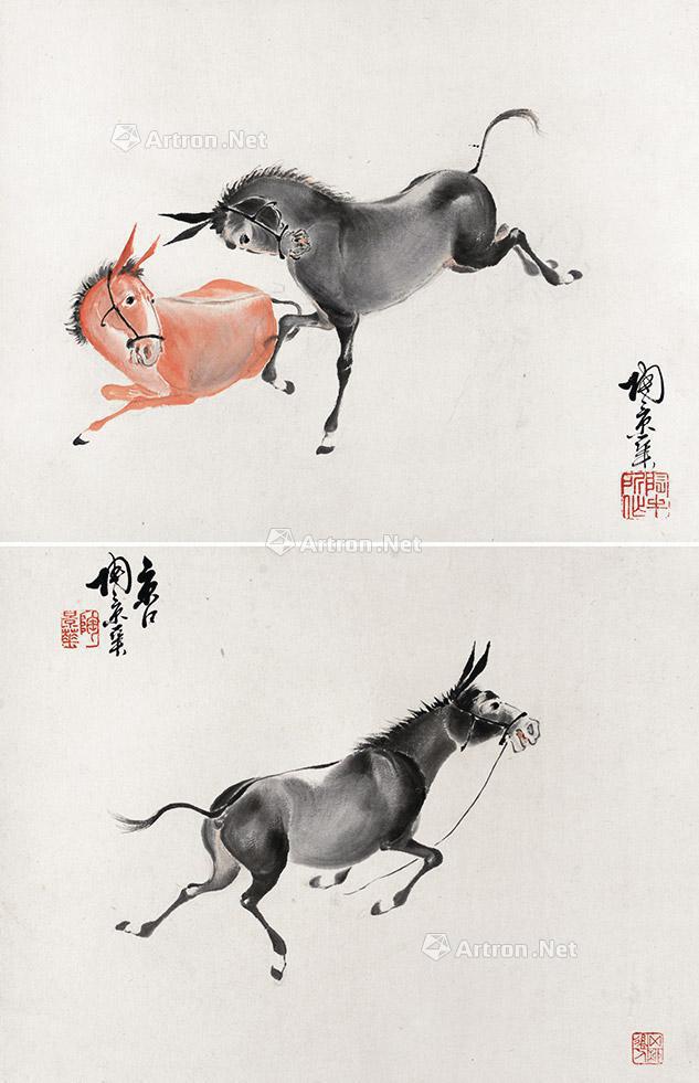 0297驴二挖挂轴设色纸本