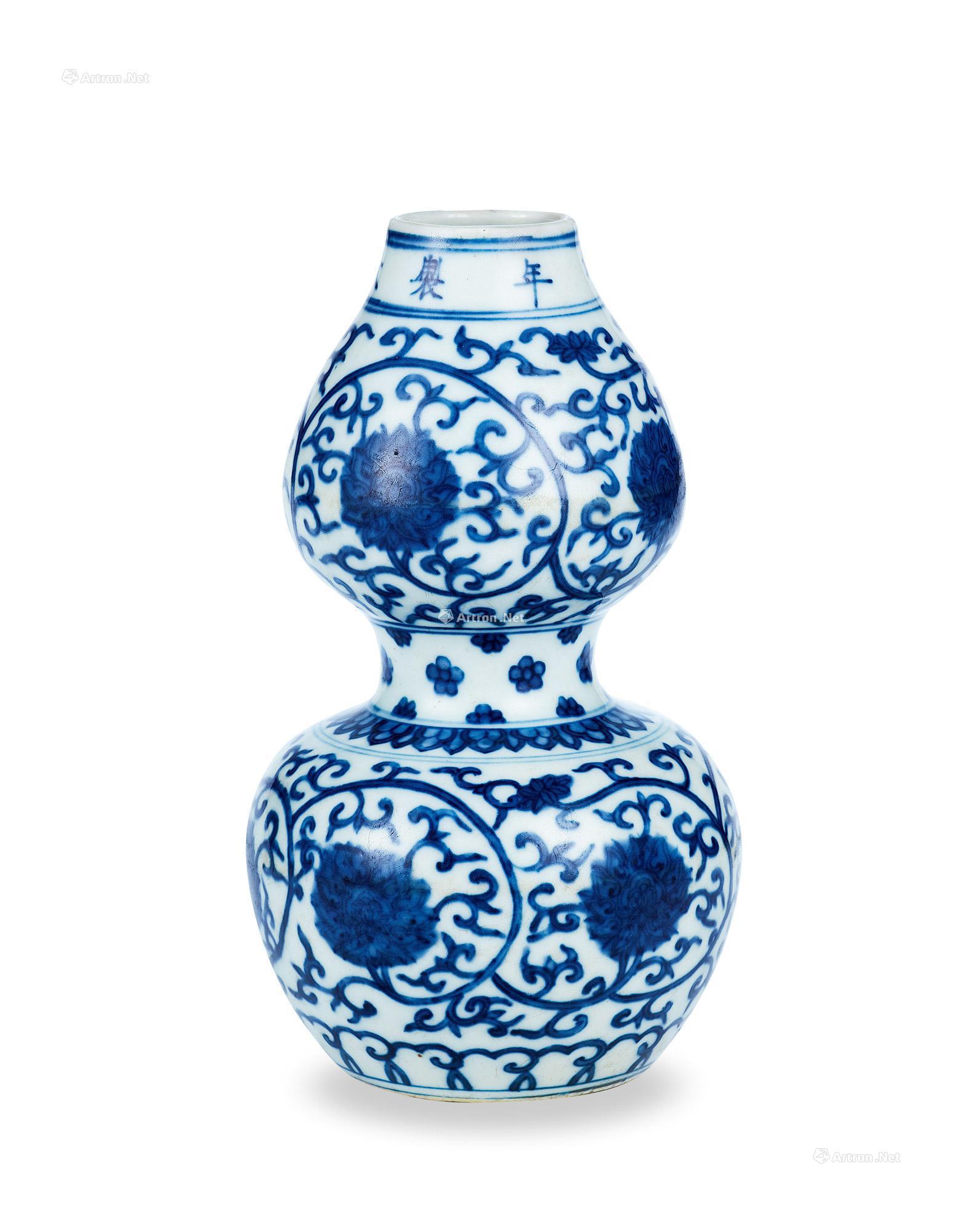 【明嘉靖 青花缠枝花卉纹葫芦瓶】拍卖品_图片_价格_鉴赏_明代青花