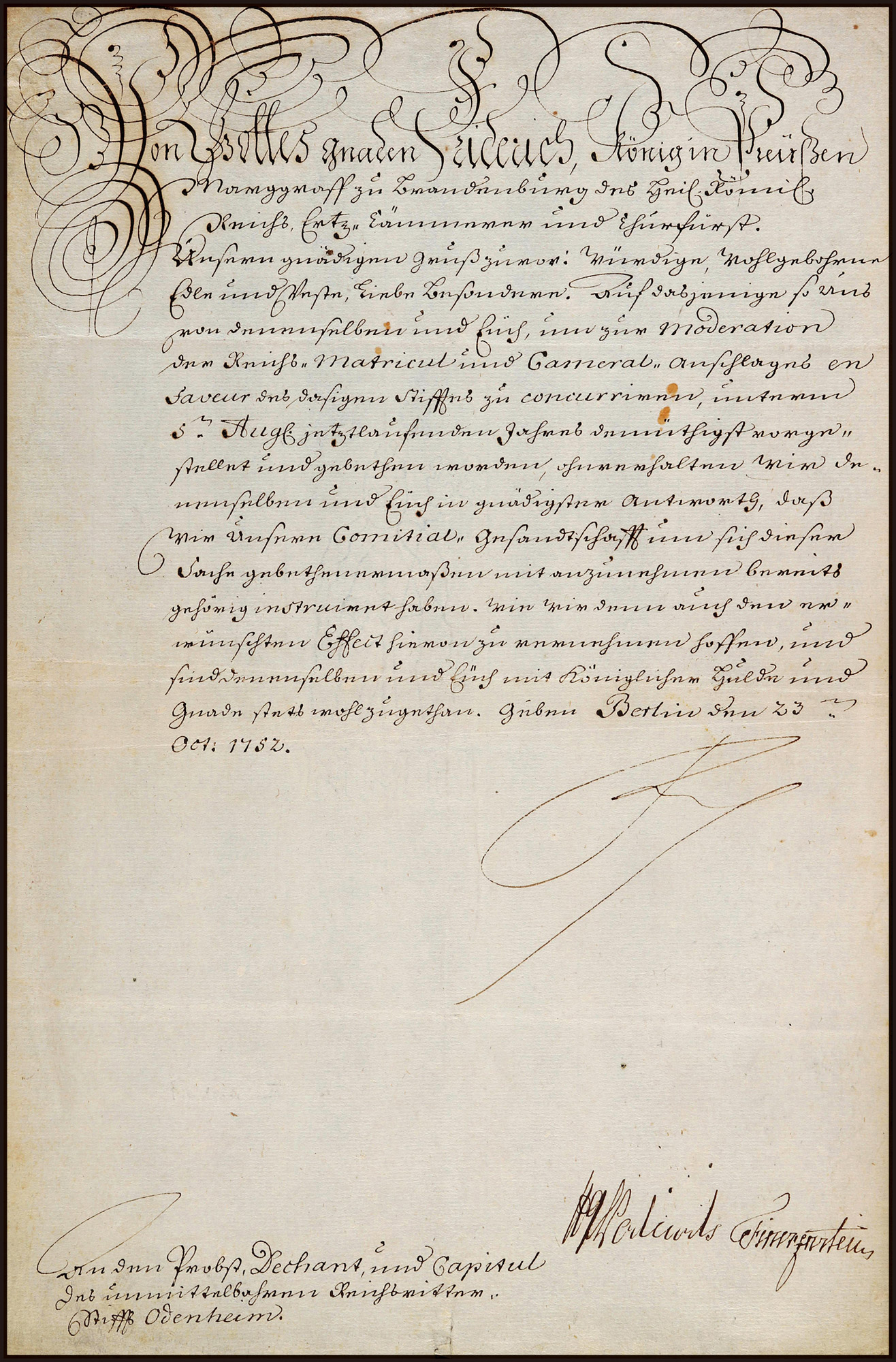 的代表人物腓特烈大帝frederickthegreat1752年亲笔签名文件附证书