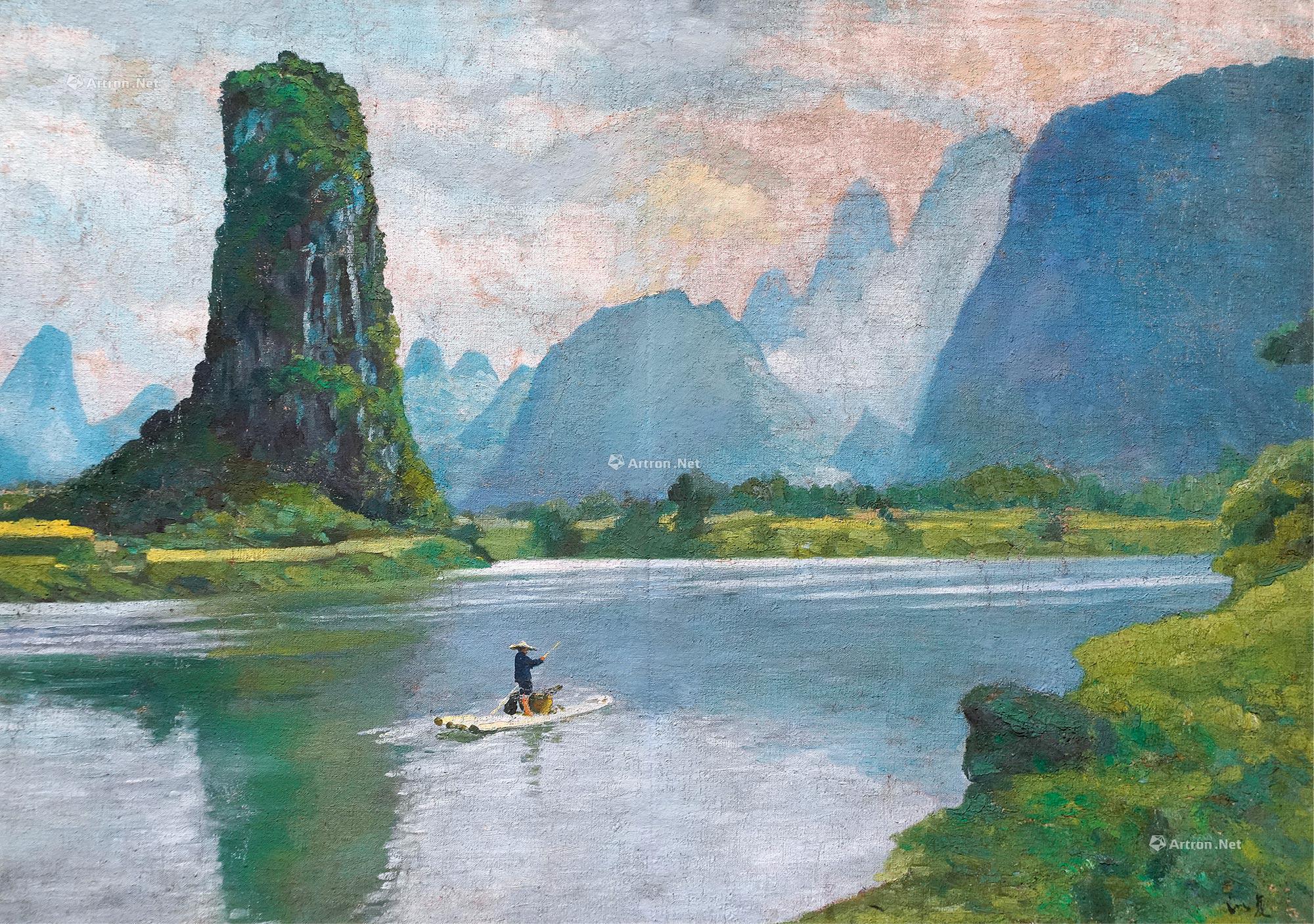 0003桂林山水油彩画布