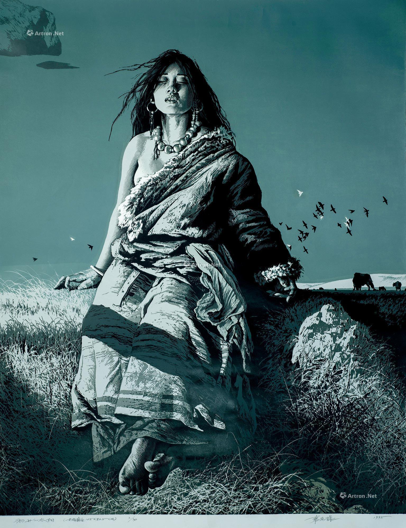 0106初升的太阳套色木刻版画