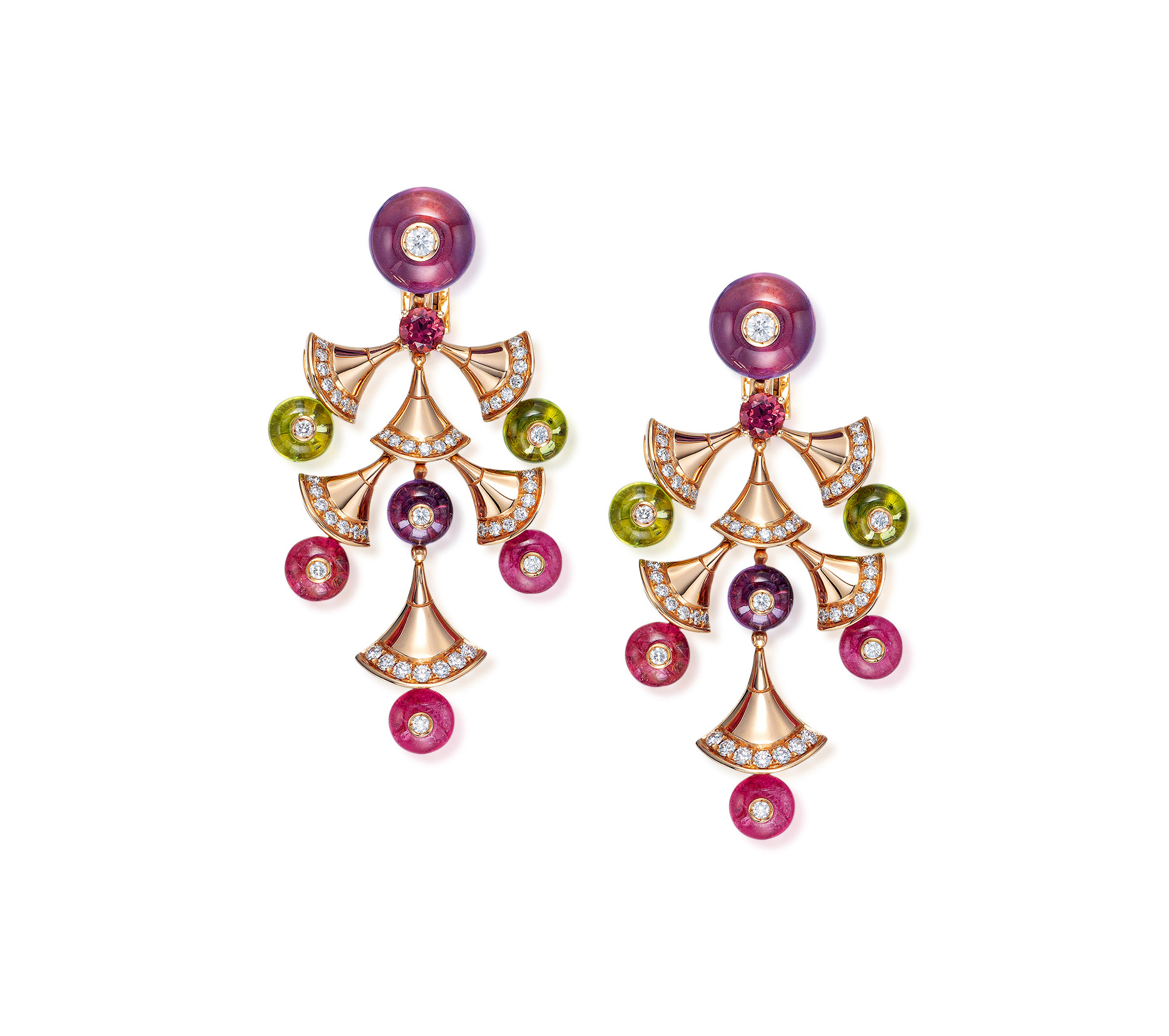 1109宝格丽设计彩色宝石配钻石divasdream耳环