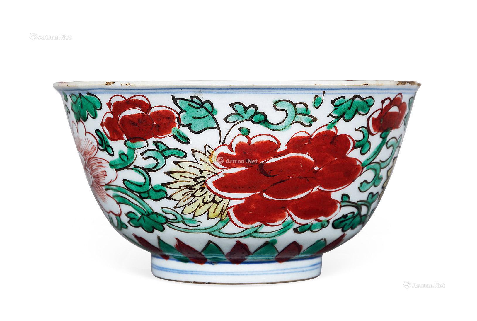 【清康熙 五彩缠枝花卉纹碗】拍卖品_图片_价格_鉴赏_清代五彩瓷器