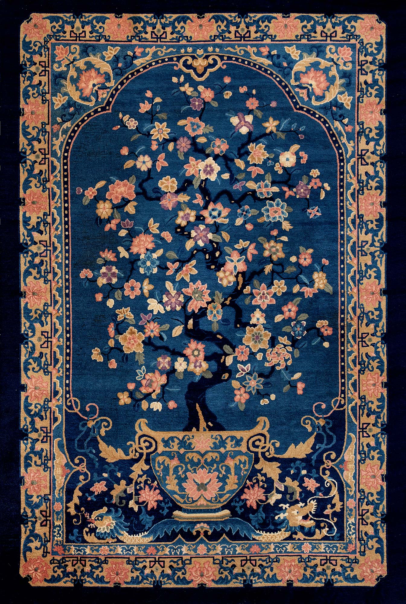 5315清晚期蓝地花卉纹栽绒地毯