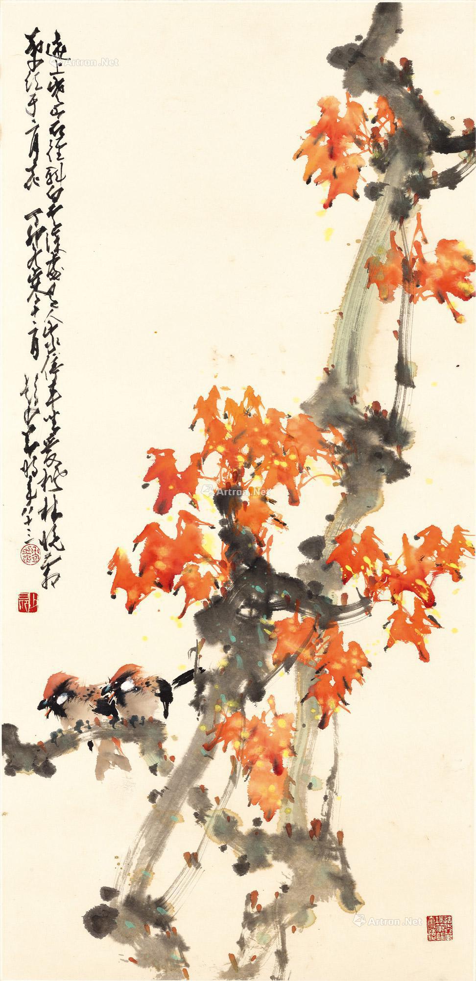 霜叶红于二月花 镜框 设色纸本】拍卖品_图片_价格_鉴赏_绘画_雅昌