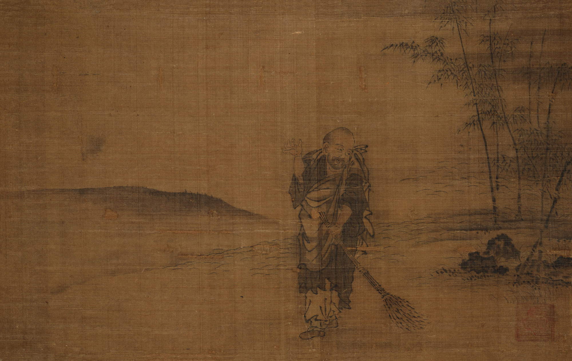 1857扫地僧立轴设色绢本