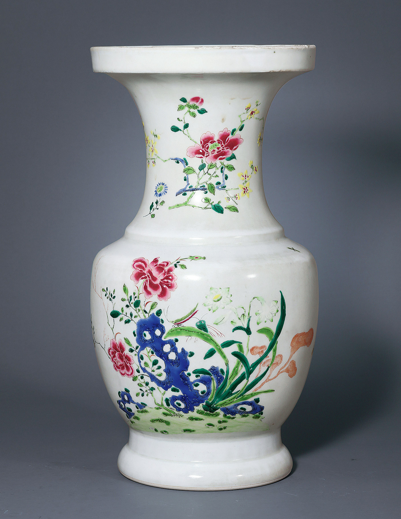 【清雍正 粉彩花卉盘口瓶】拍卖品_图片_价格_鉴赏_清代粉彩瓷器_雅昌