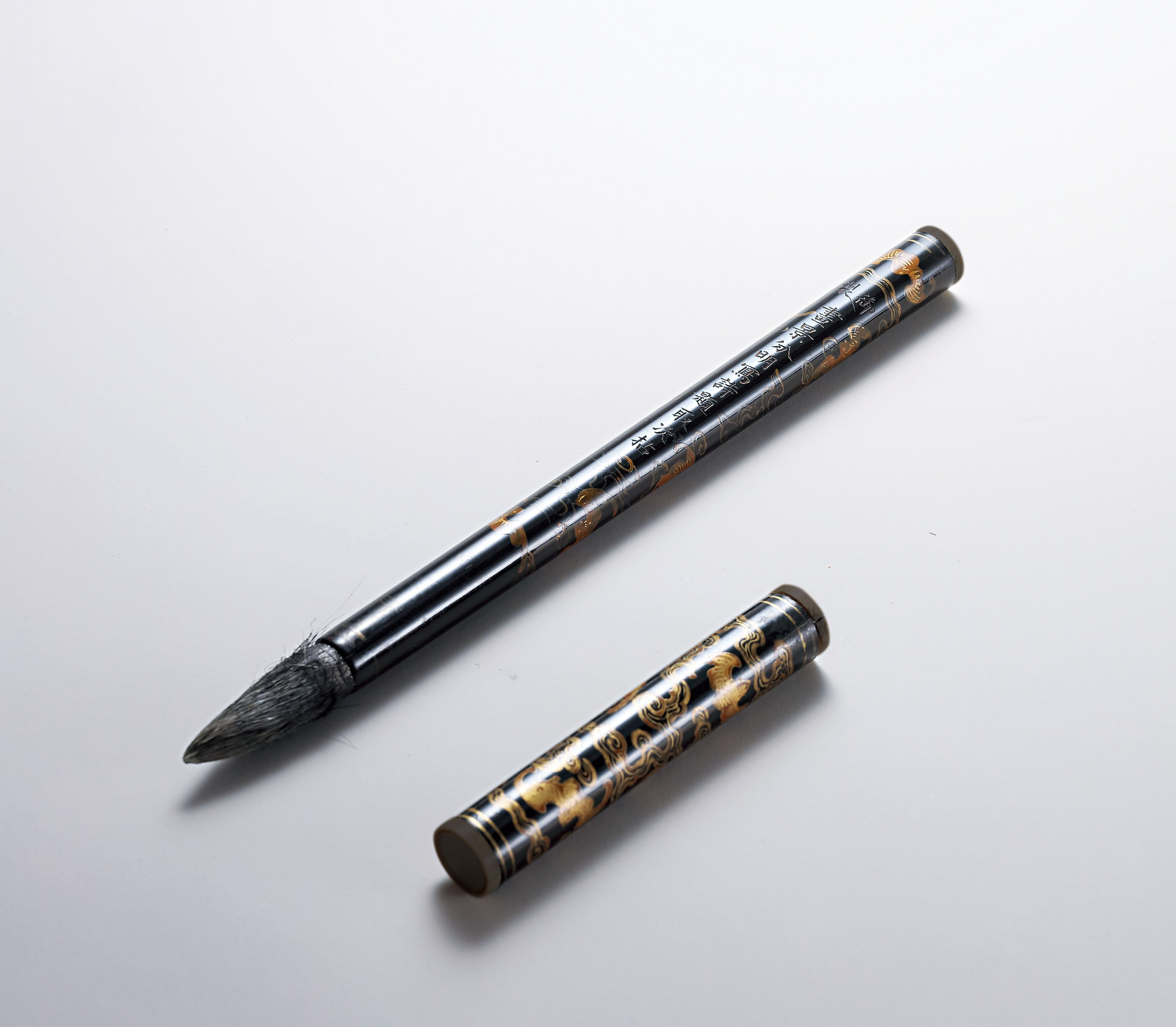 6523清乾隆黑漆描金御制咏雪诗毛笔
