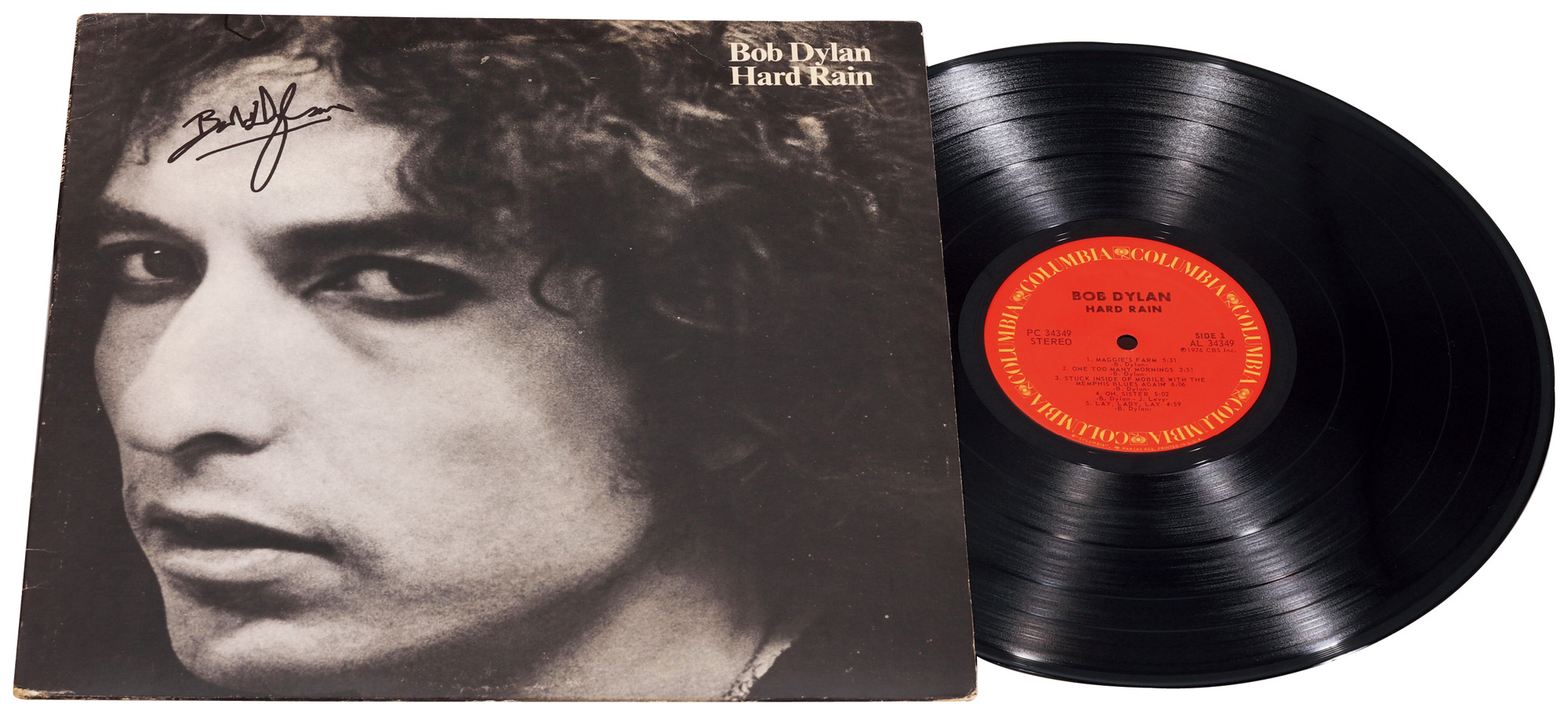 13201美国著名摇滚天皇鲍勃迪伦bobdylan亲笔签名原版黑胶唱片hard