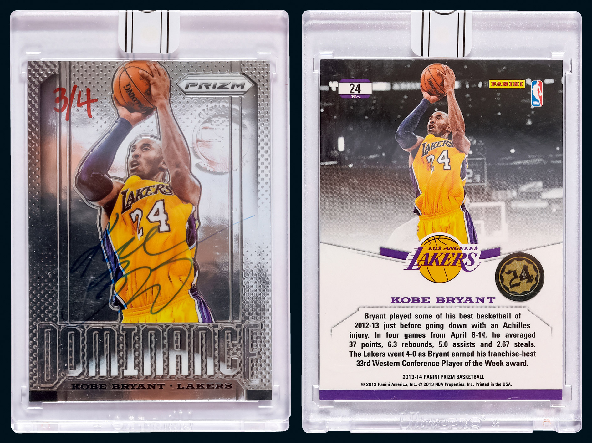 13256黑曼巴科比布莱恩特kobebryant亲笔签名球星卡全球限量4张