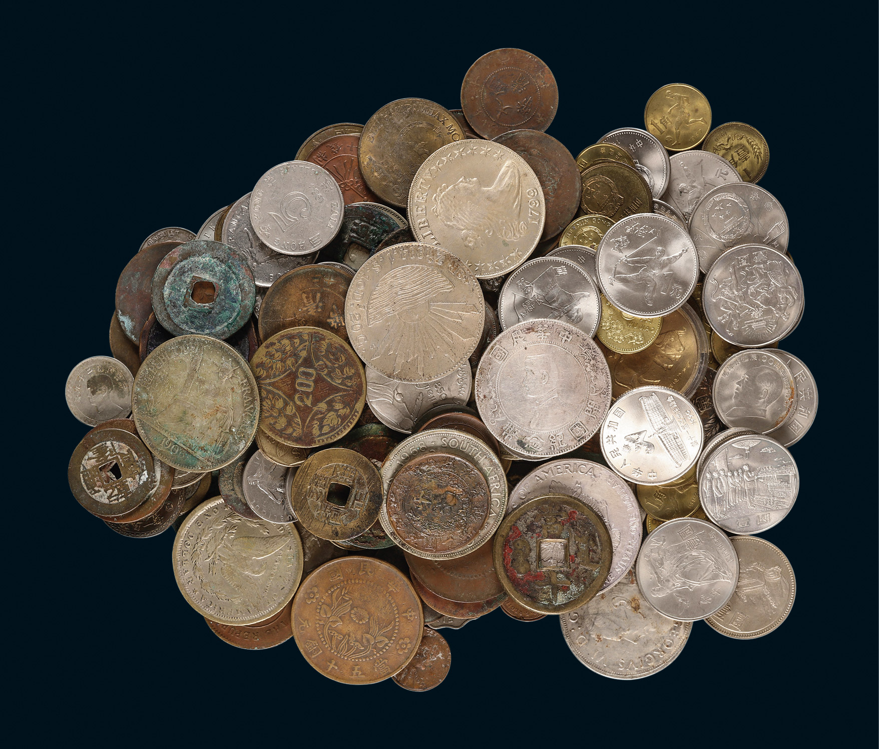 14508清现代中外钱币一组约160枚