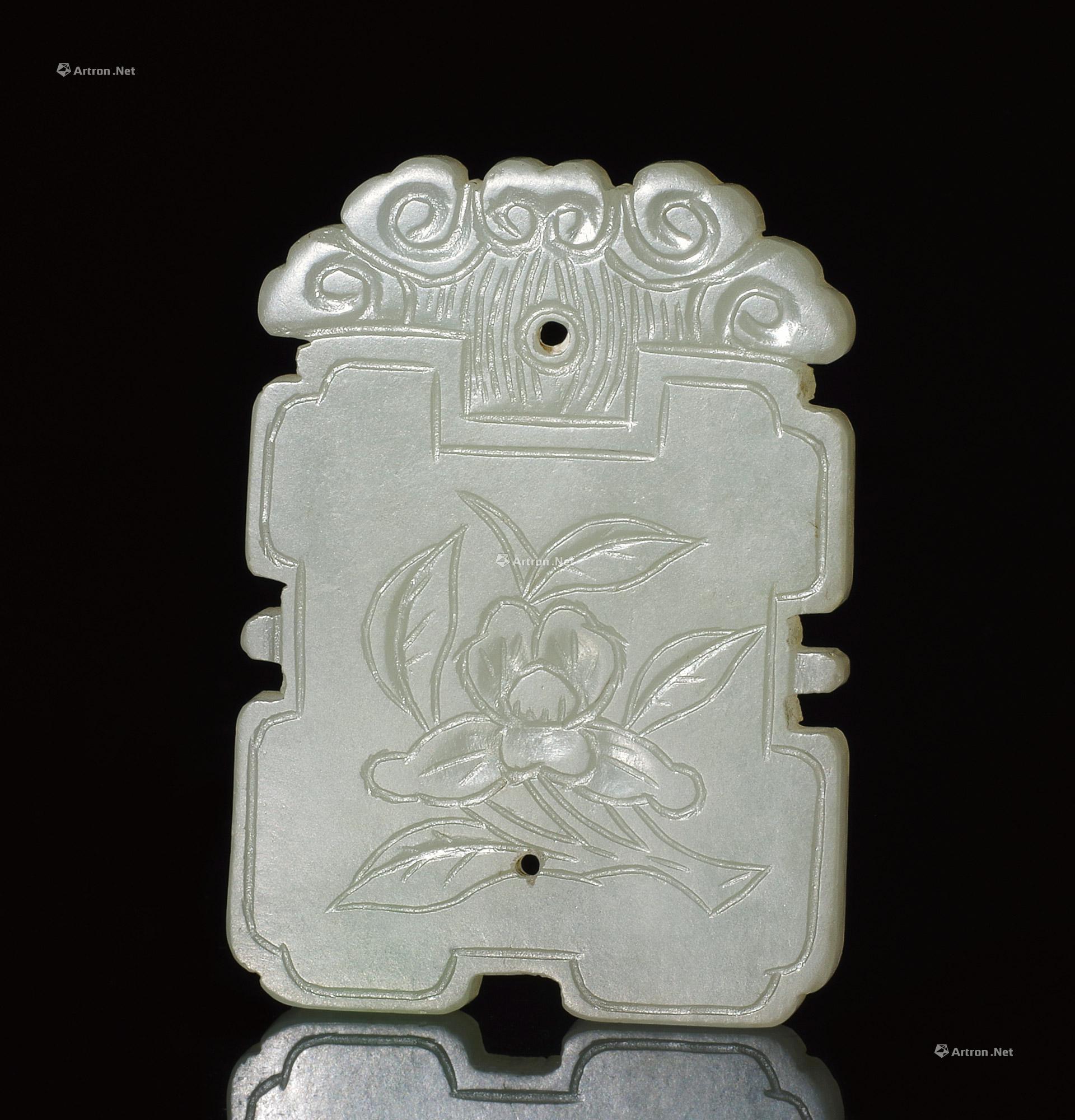 2194清白玉福寿花卉纹牌