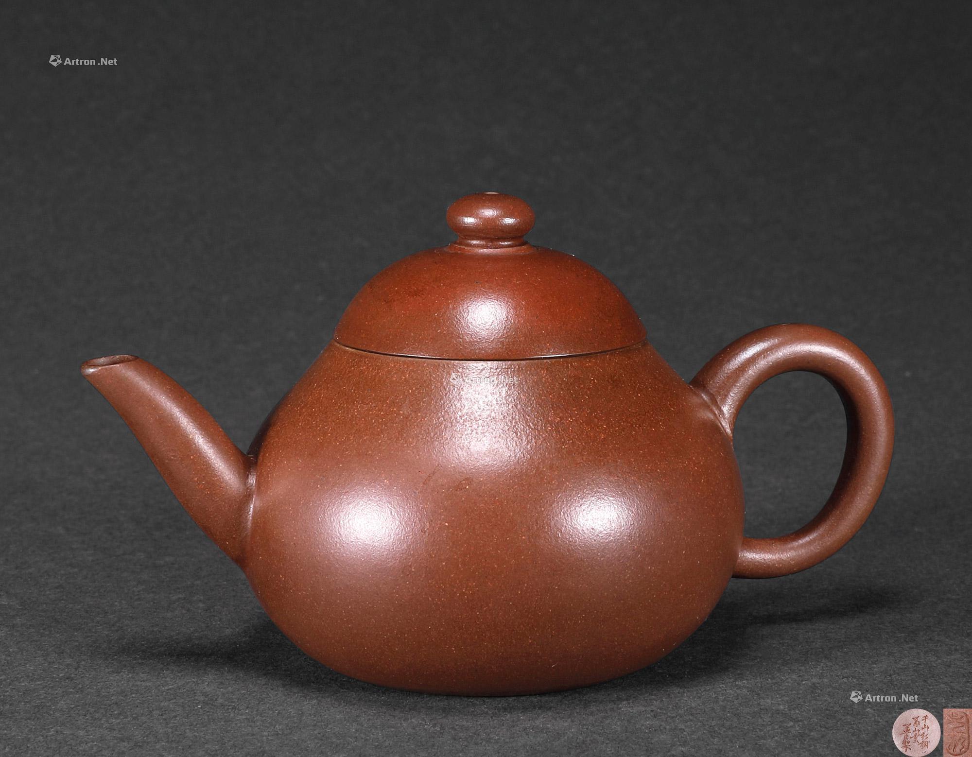 1260清中期元洲款紫泥梨形壶