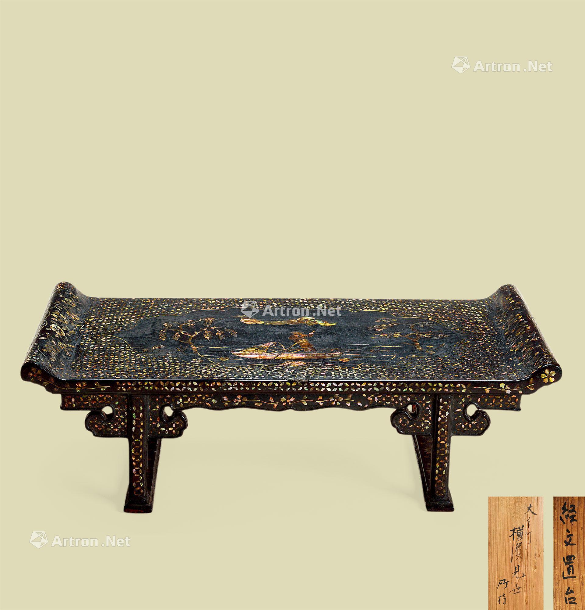 大漆嵌螺钿行舟纹翘头小案】拍卖品_图片_价格_鉴赏_古典家具其它