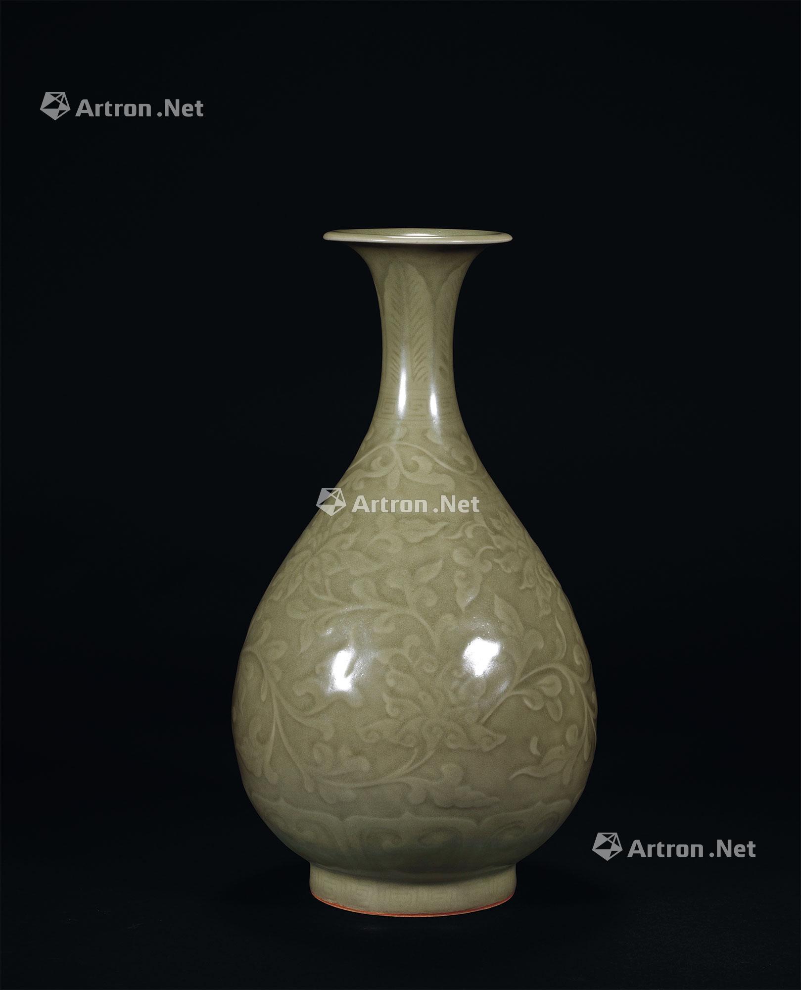【明 龙泉窑青釉刻花缠枝莲纹玉壶春瓶】拍卖品_图片_价格_鉴赏_明代