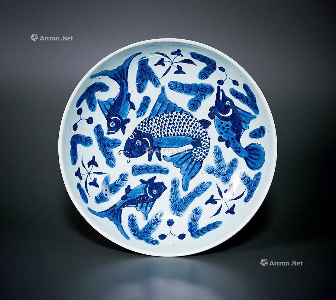 【18世纪 青花鱼藻纹大盘】拍卖品_图片_价格_鉴赏_清代青花瓷器_雅昌