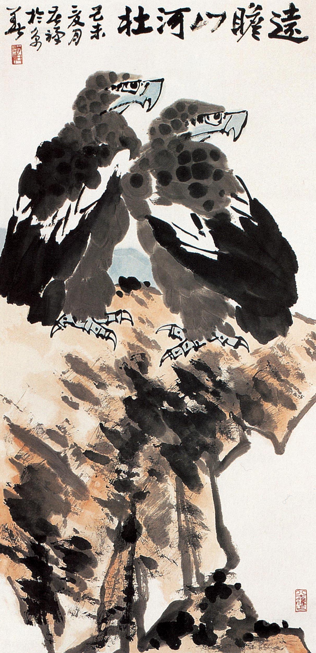 00501979年作双鹰图立轴设色纸本