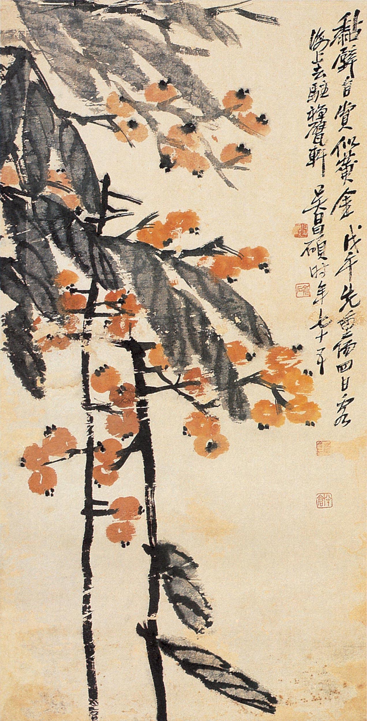 【枇杷 立轴 设色纸本】拍卖品_图片_价格_鉴赏_绘画_雅昌艺术品拍卖