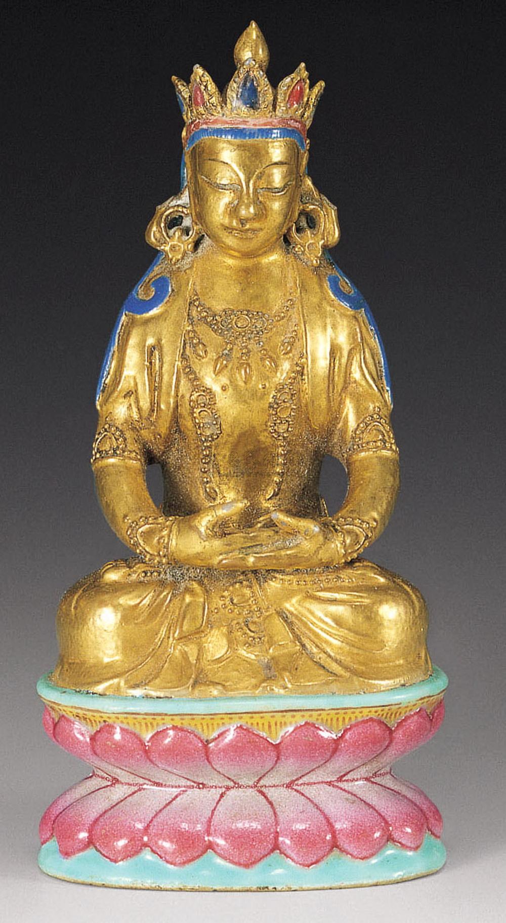 1410清瓷金莲花小坐佛