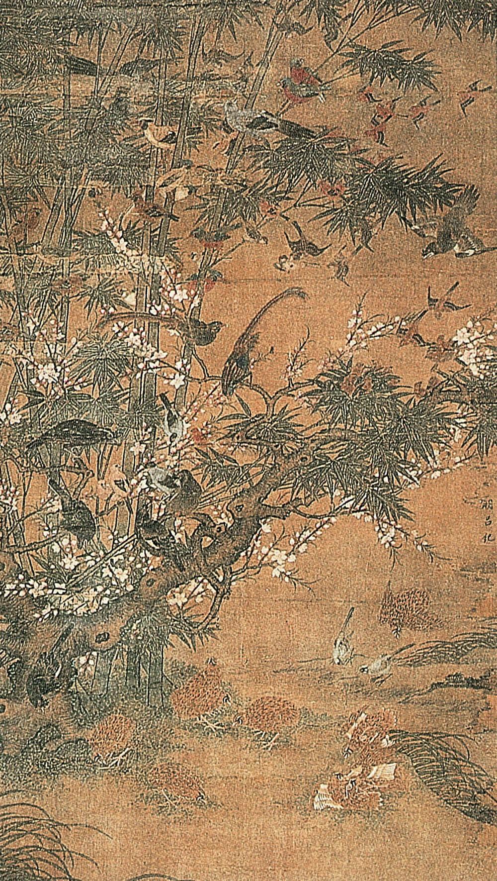 0104 百鸟图 立轴 设色绢本