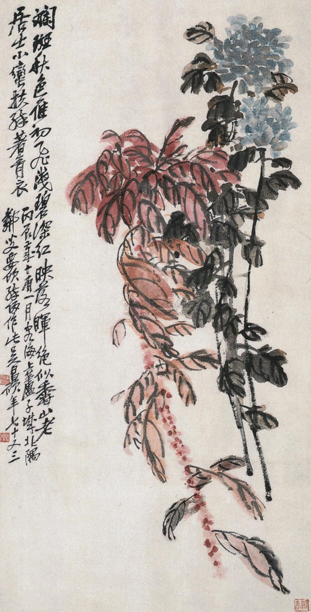 0113丙辰1921年作秋色立轴设色纸本