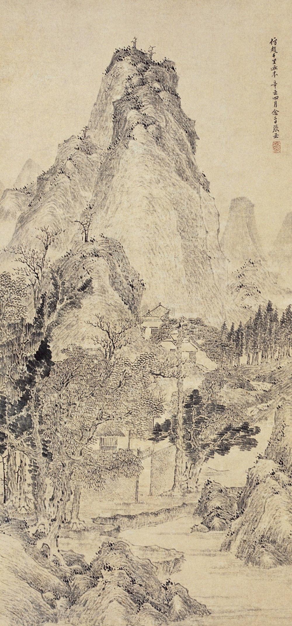 322明仿赵千里山水轴