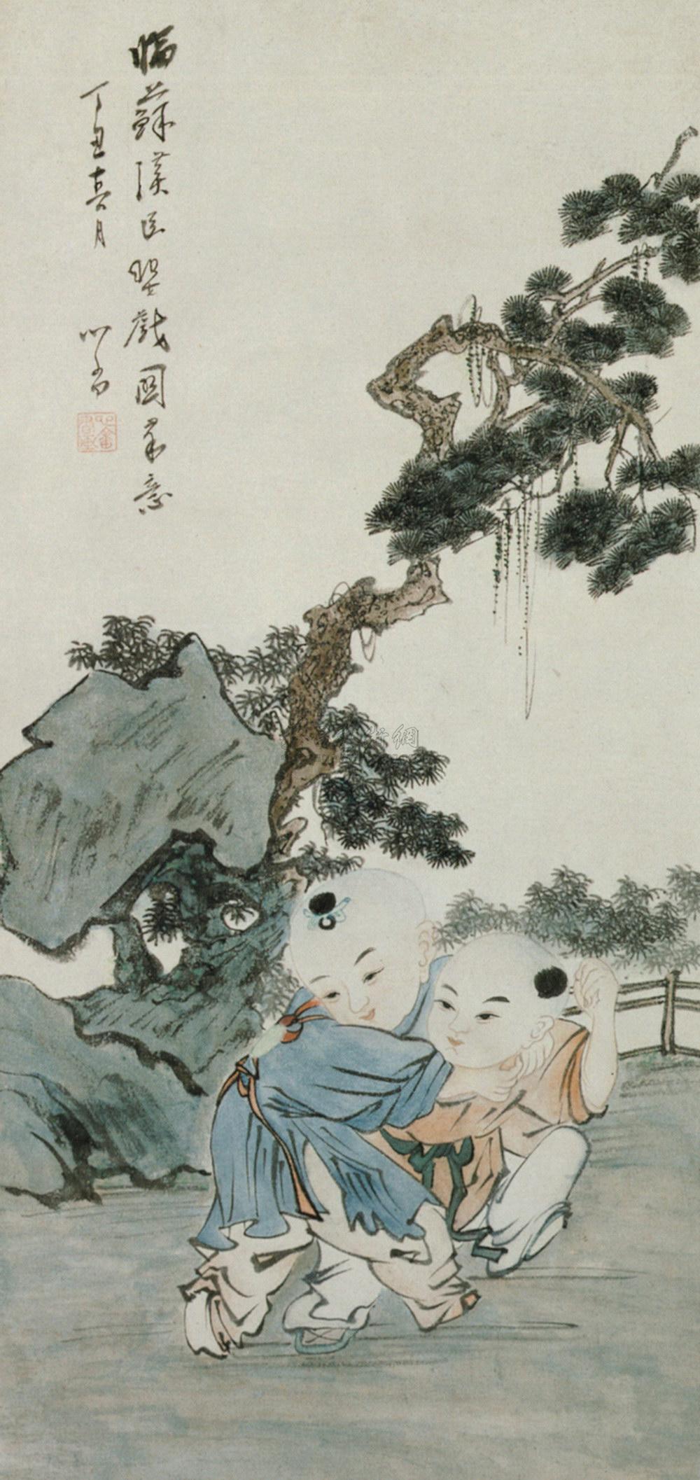 228 近现代 临苏汉臣婴戏图 轴