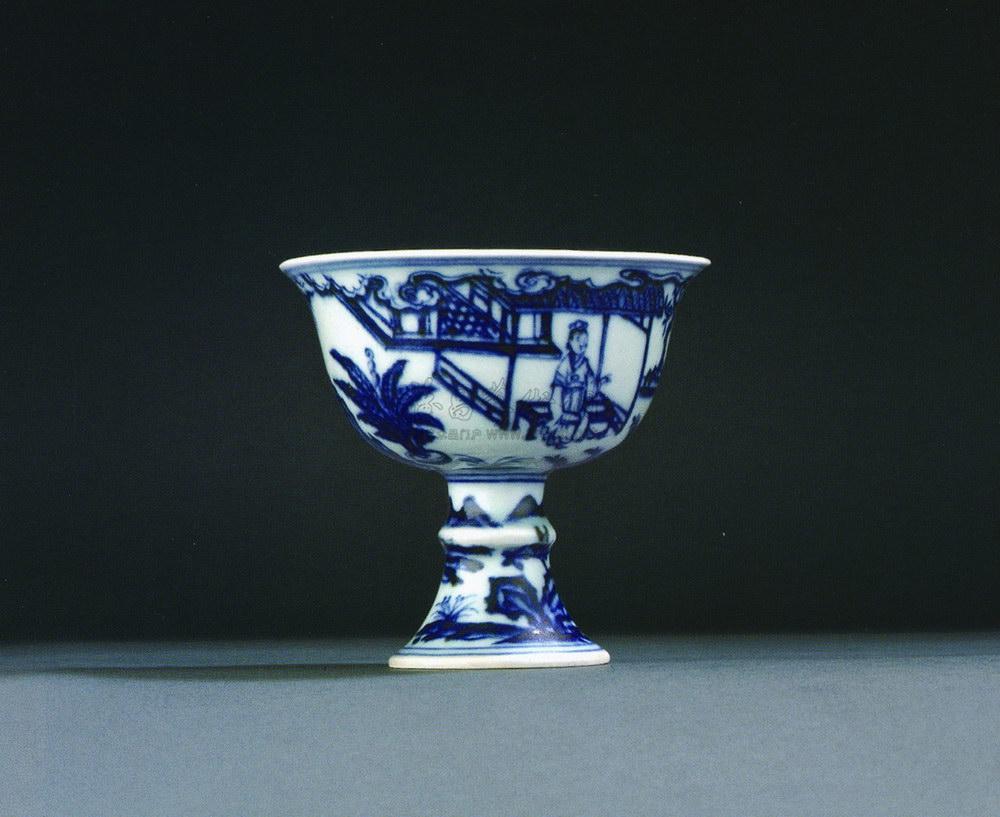 【明宣德 青花庭院人物高足杯】拍卖品_图片_价格_鉴赏_明代青花瓷器