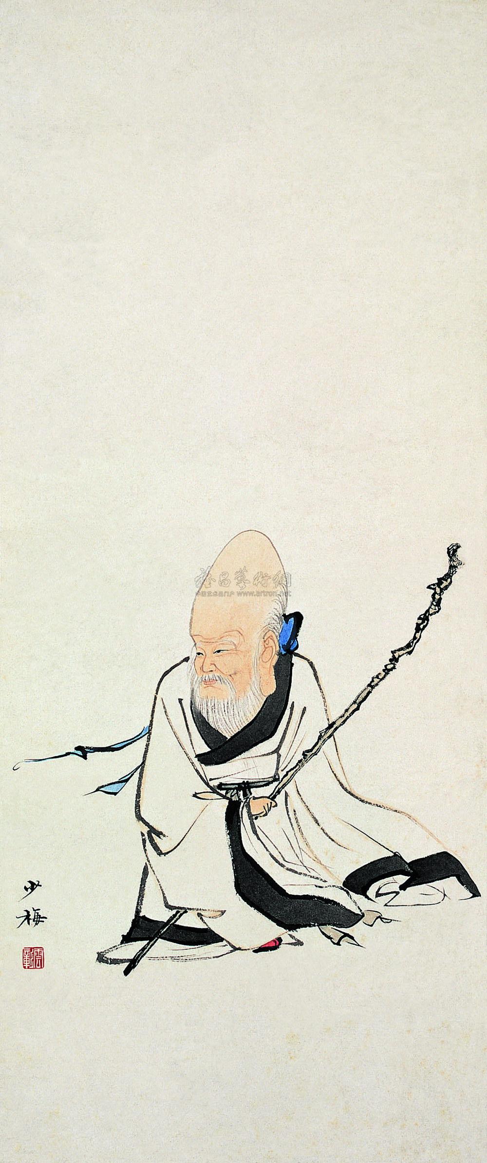 0166寿星立轴设色纸本
