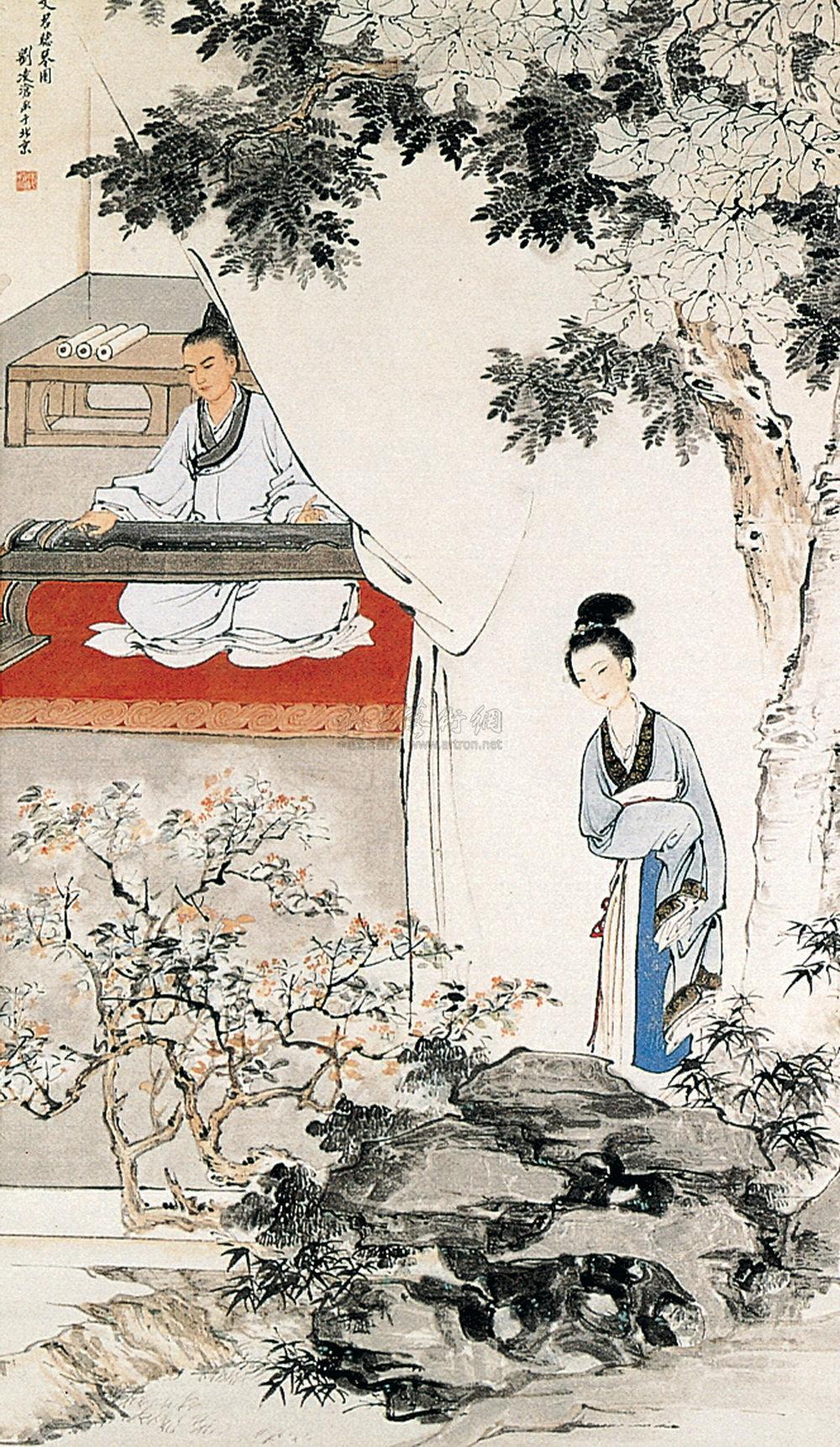 070近现代听琴图轴