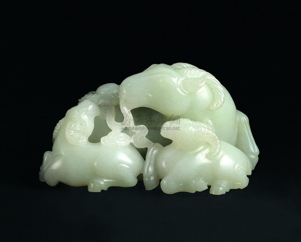 0054 清 白玉三羊开泰