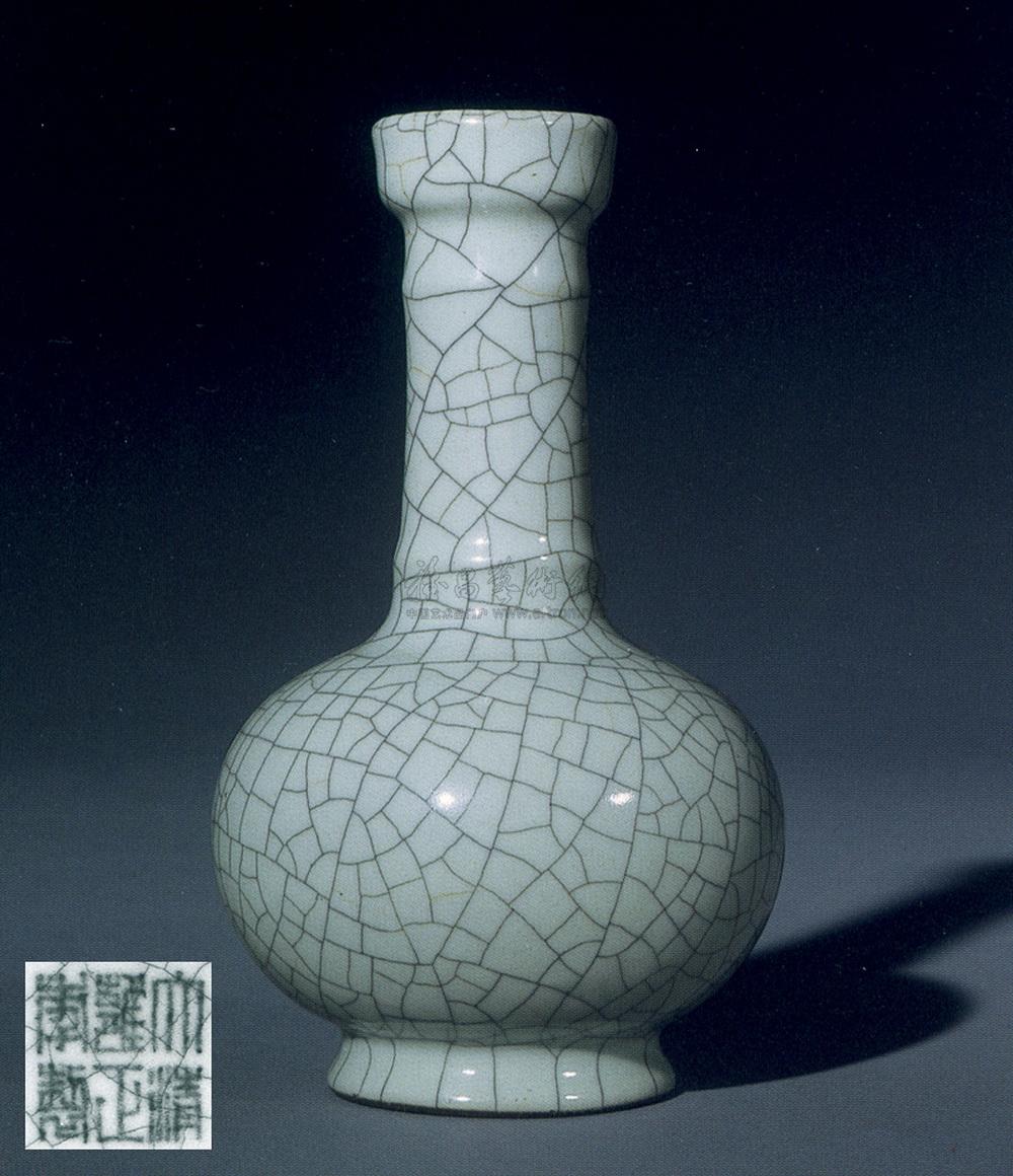 【清雍正 仿哥窑釉直径瓶】拍卖品_图片_价格_鉴赏_清代单色釉瓷器