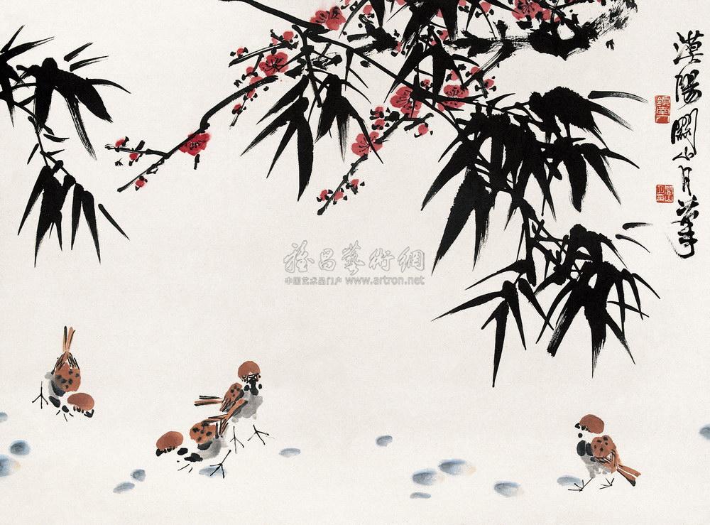 0278梅竹麻雀立轴纸本设色