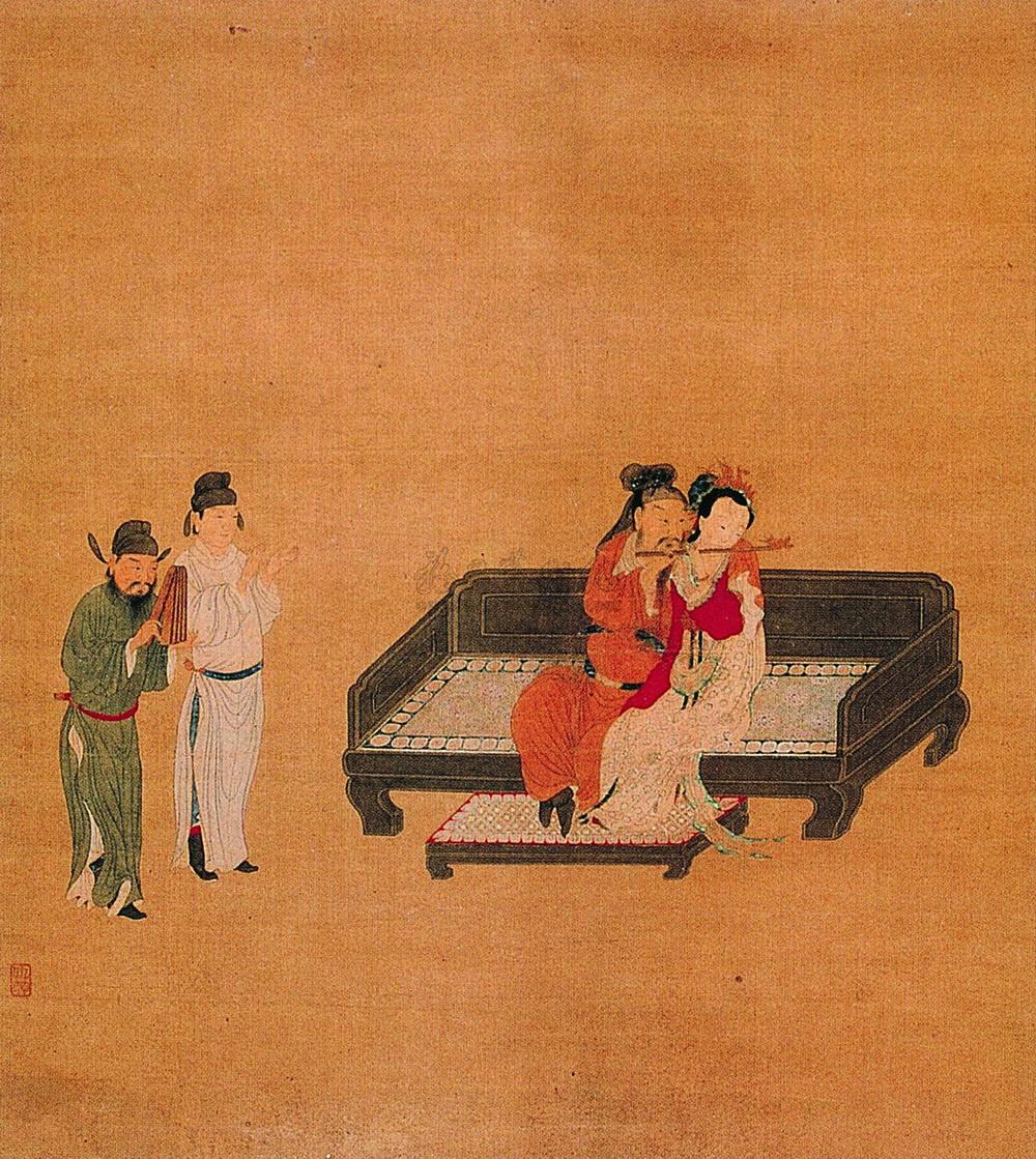0806击节合乐立轴绢本设色