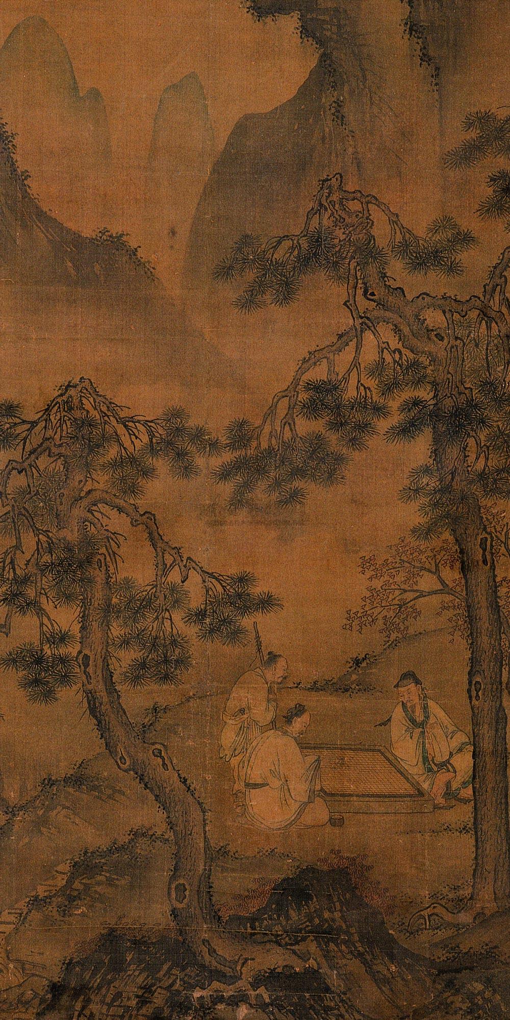 0848对弈图立轴设色绢本