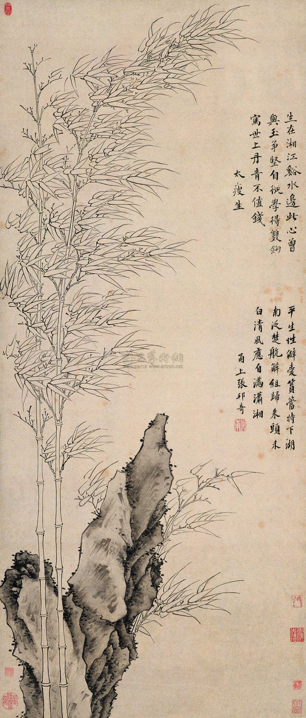 【双钩竹石图 立轴 水墨纸本】拍卖品_图片_价格_鉴赏_绘画_雅昌艺术品拍卖网