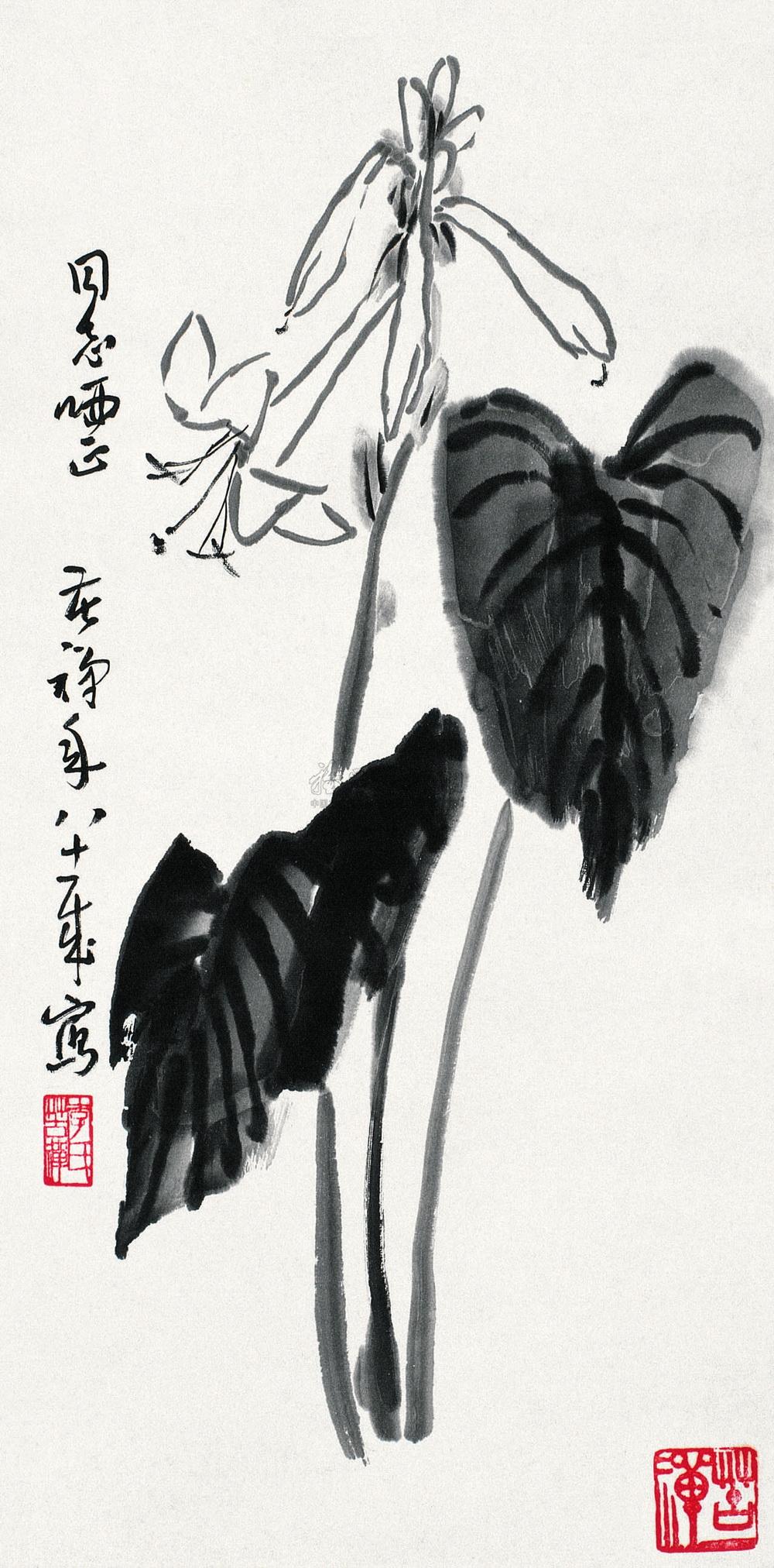 0479 玉簪花图 镜心 纸本水墨