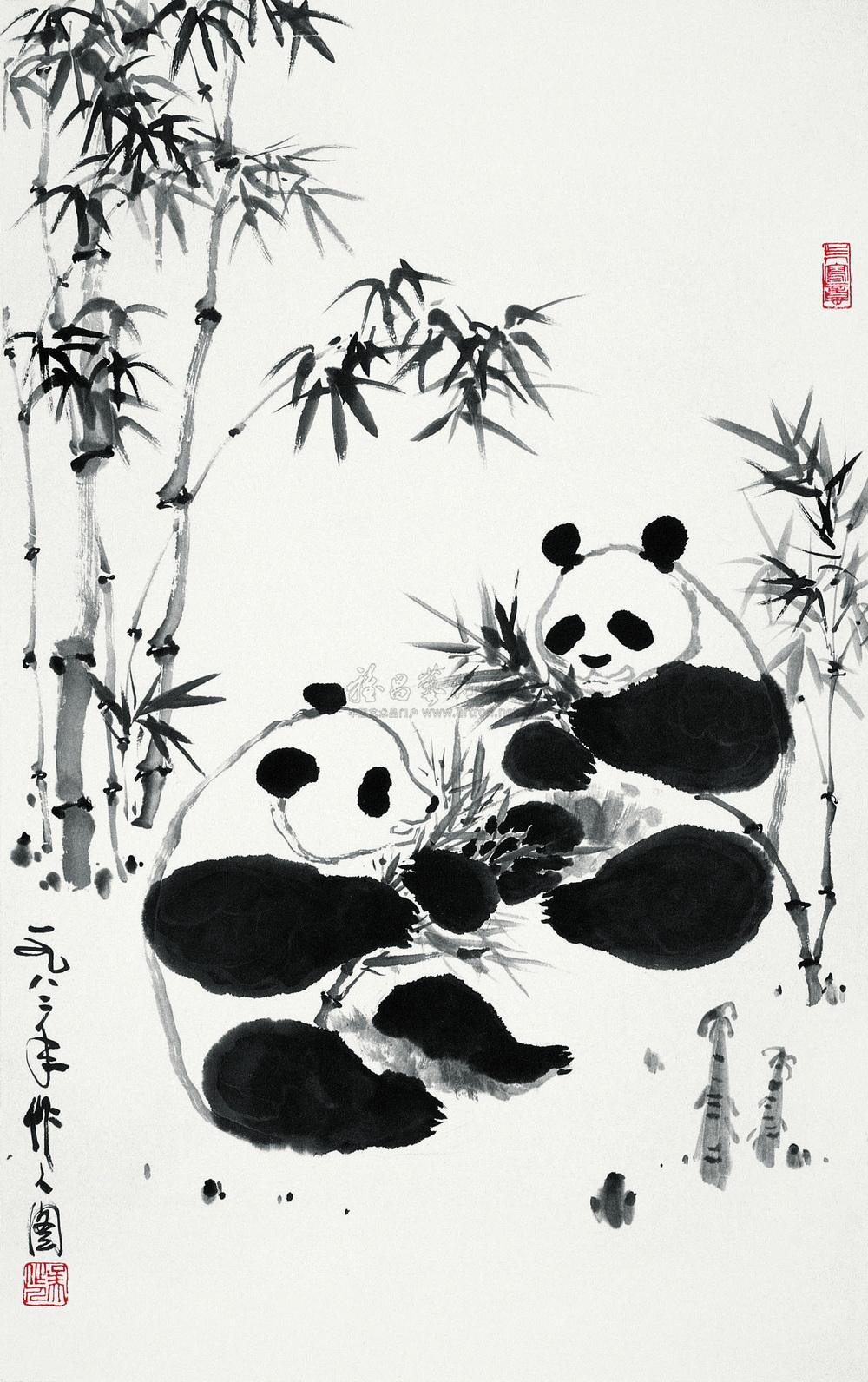 0552 1982年作 熊猫图 立轴 纸本水墨